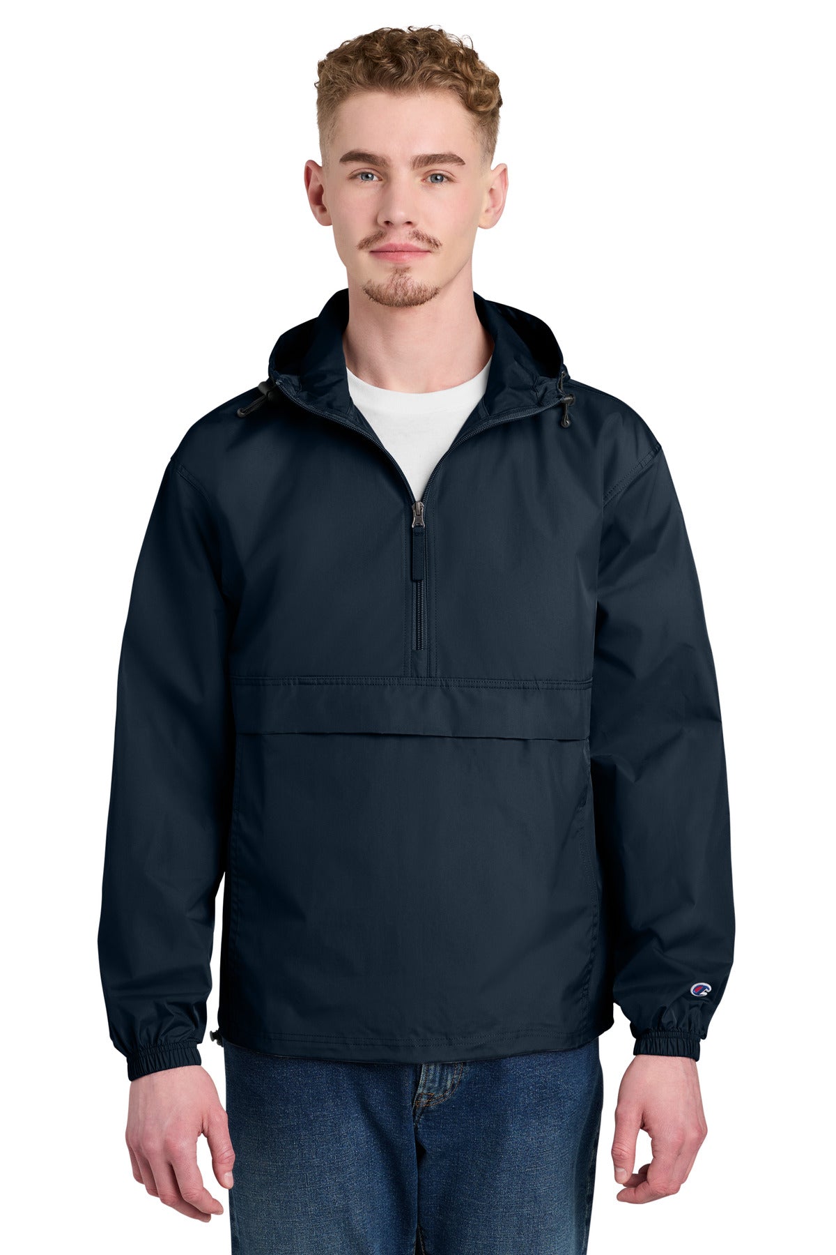 Custom logo Champion® Packable Anorak Jacket CO200 in Navy