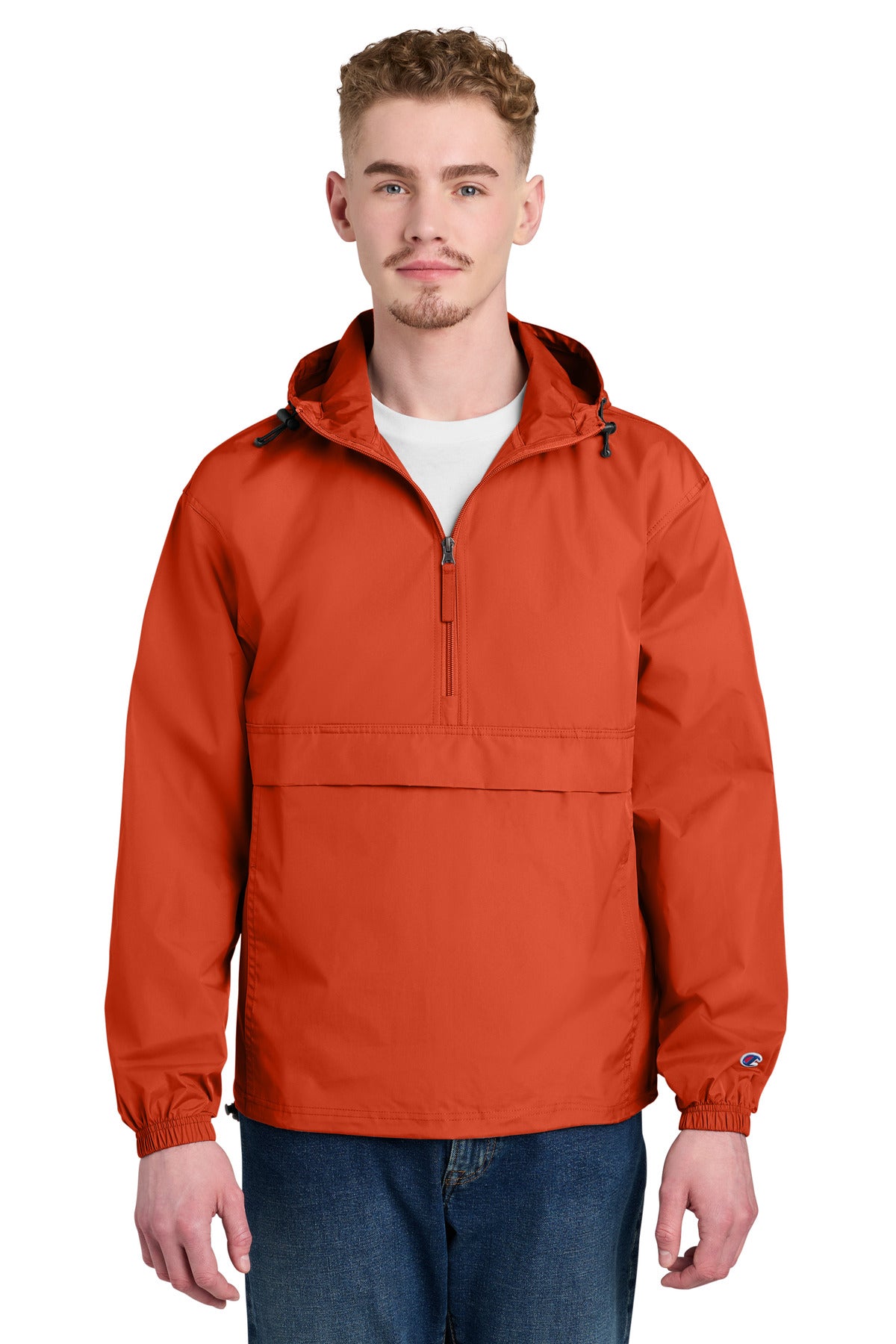 Custom logo Champion® Packable Anorak Jacket CO200 in Orange