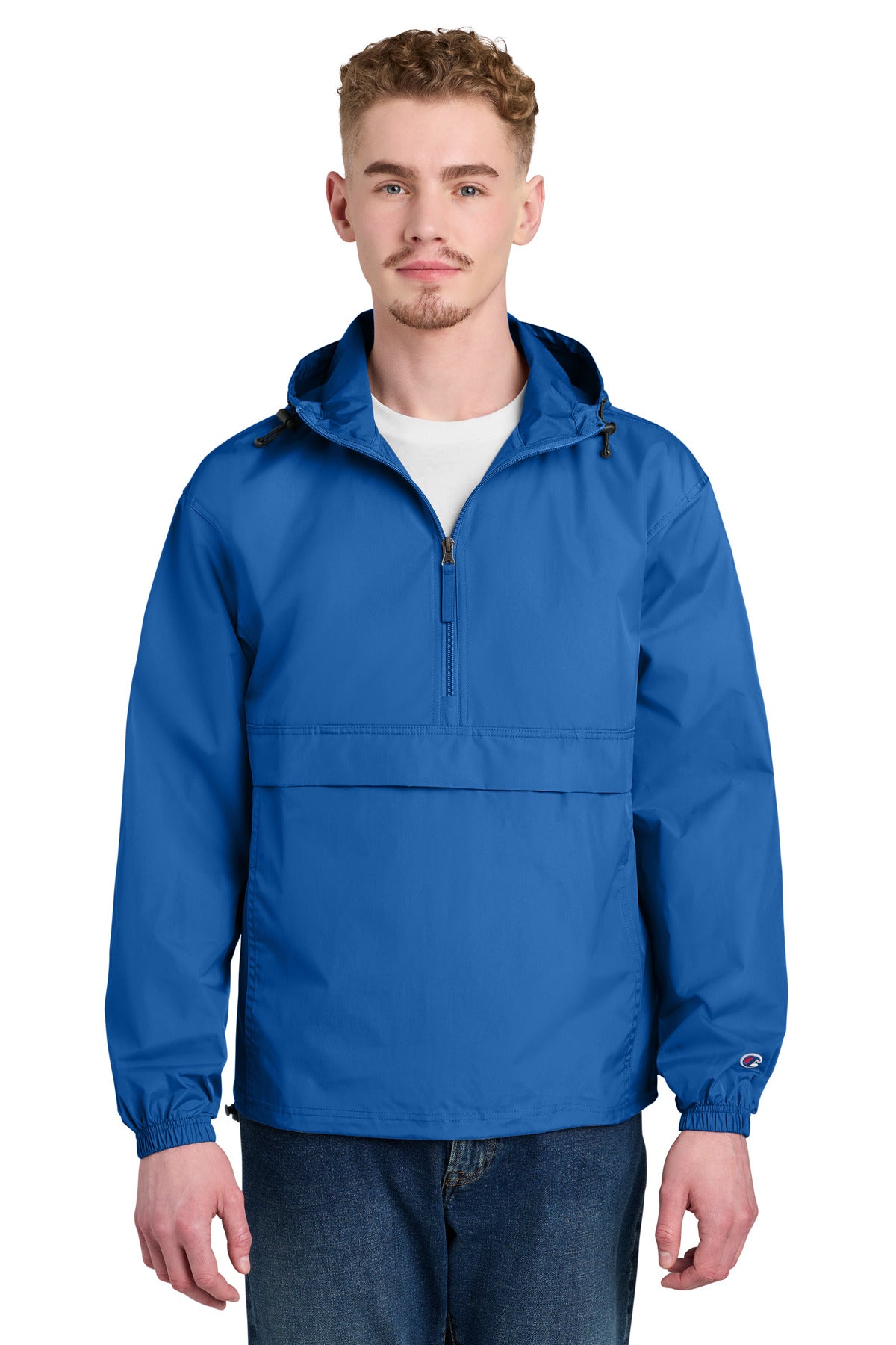 Custom logo Champion® Packable Anorak Jacket CO200 in Royal Blue