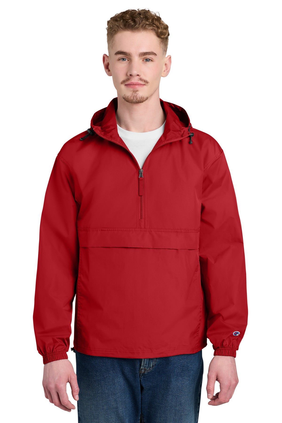 Custom logo Champion® Packable Anorak Jacket CO200 in Scarlet