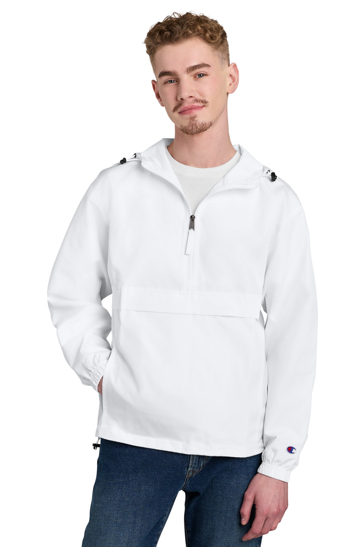 Custom logo Champion® Packable Anorak Jacket CO200 in White