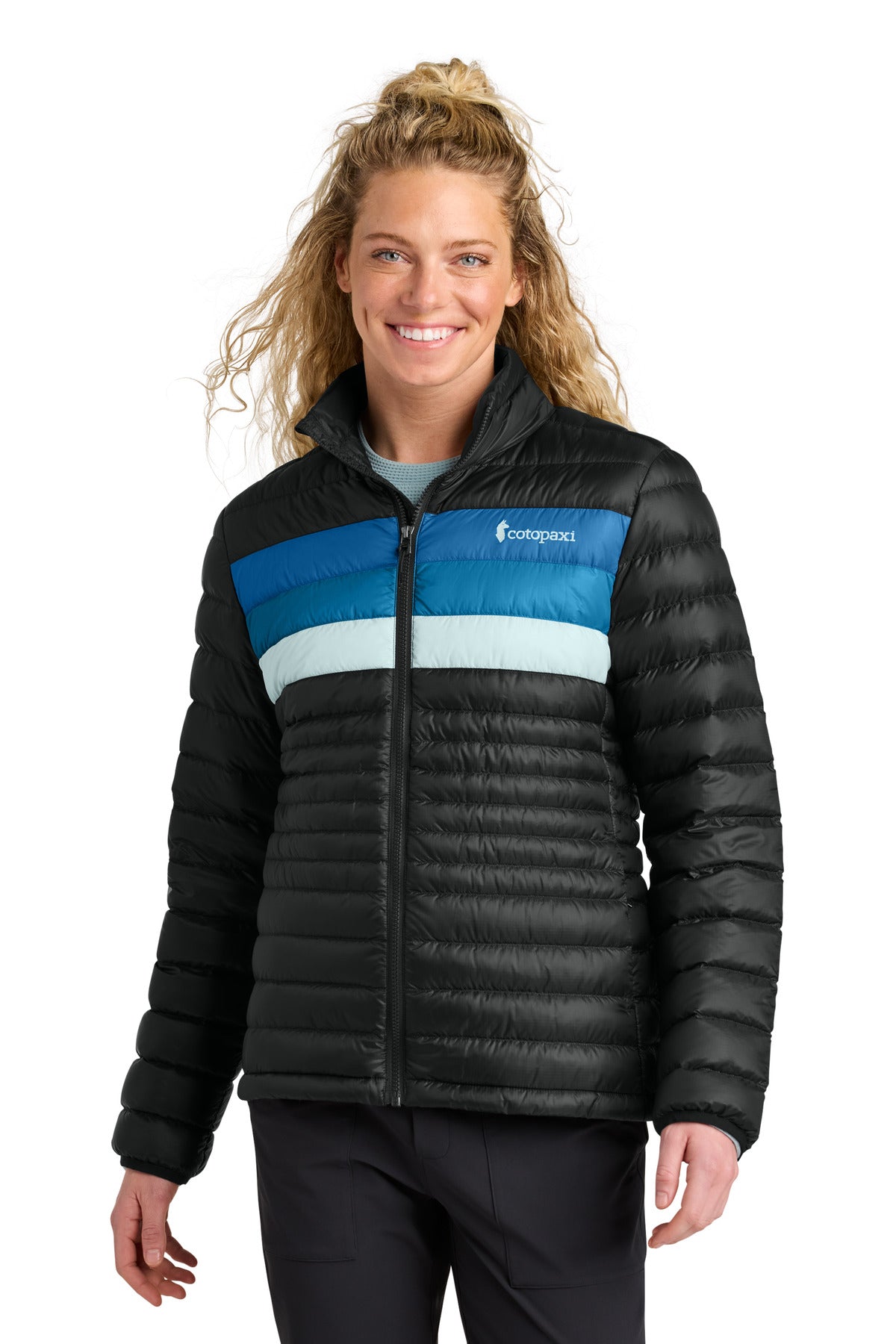 Custom logo Cotopaxi® Women's Fuego Down Jacket COTOW1688 in Black/ Atlantic