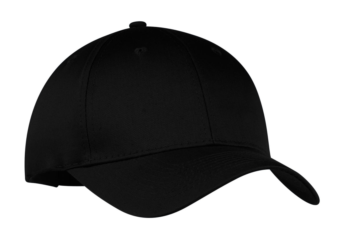 Custom logo Port Authority® Six-Panel Twill Cap.  CP80 in Black