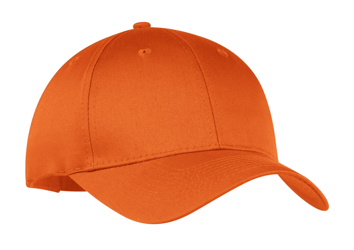 Custom logo Port Authority® Six-Panel Twill Cap.  CP80 in Orange