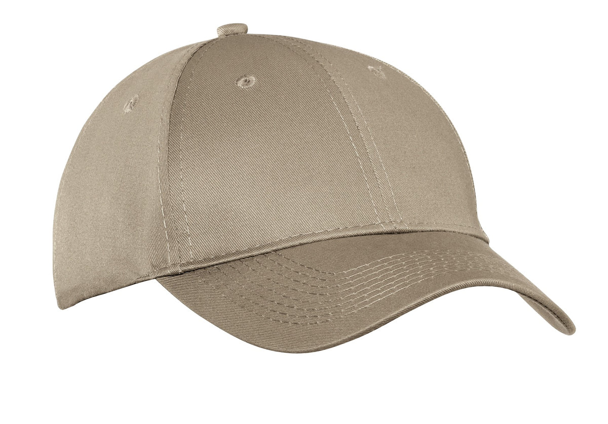 Custom logo Port Authority® Six-Panel Twill Cap.  CP80 in Khaki