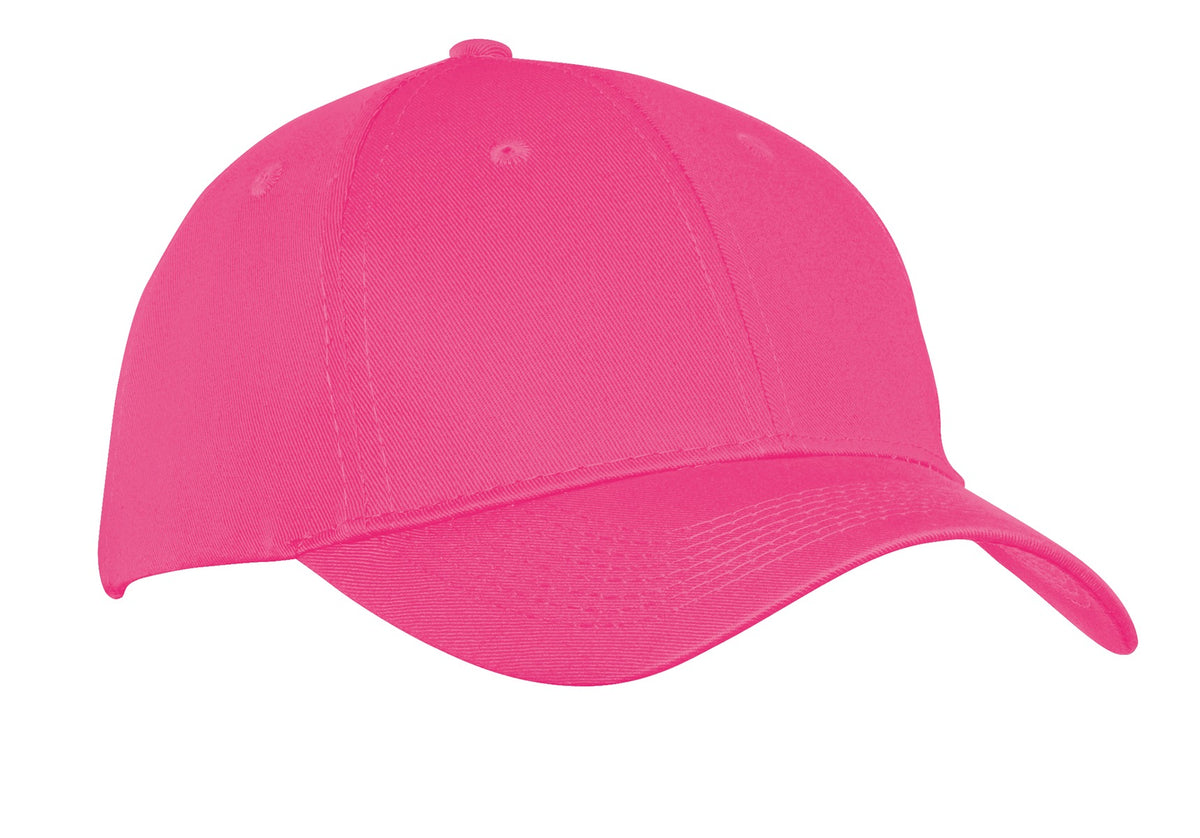 Custom logo Port Authority® Six-Panel Twill Cap.  CP80 in Neon Pink