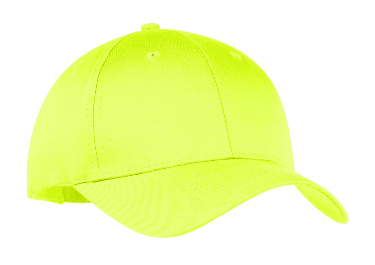 Custom logo Port Authority® Six-Panel Twill Cap.  CP80 in Neon Yellow