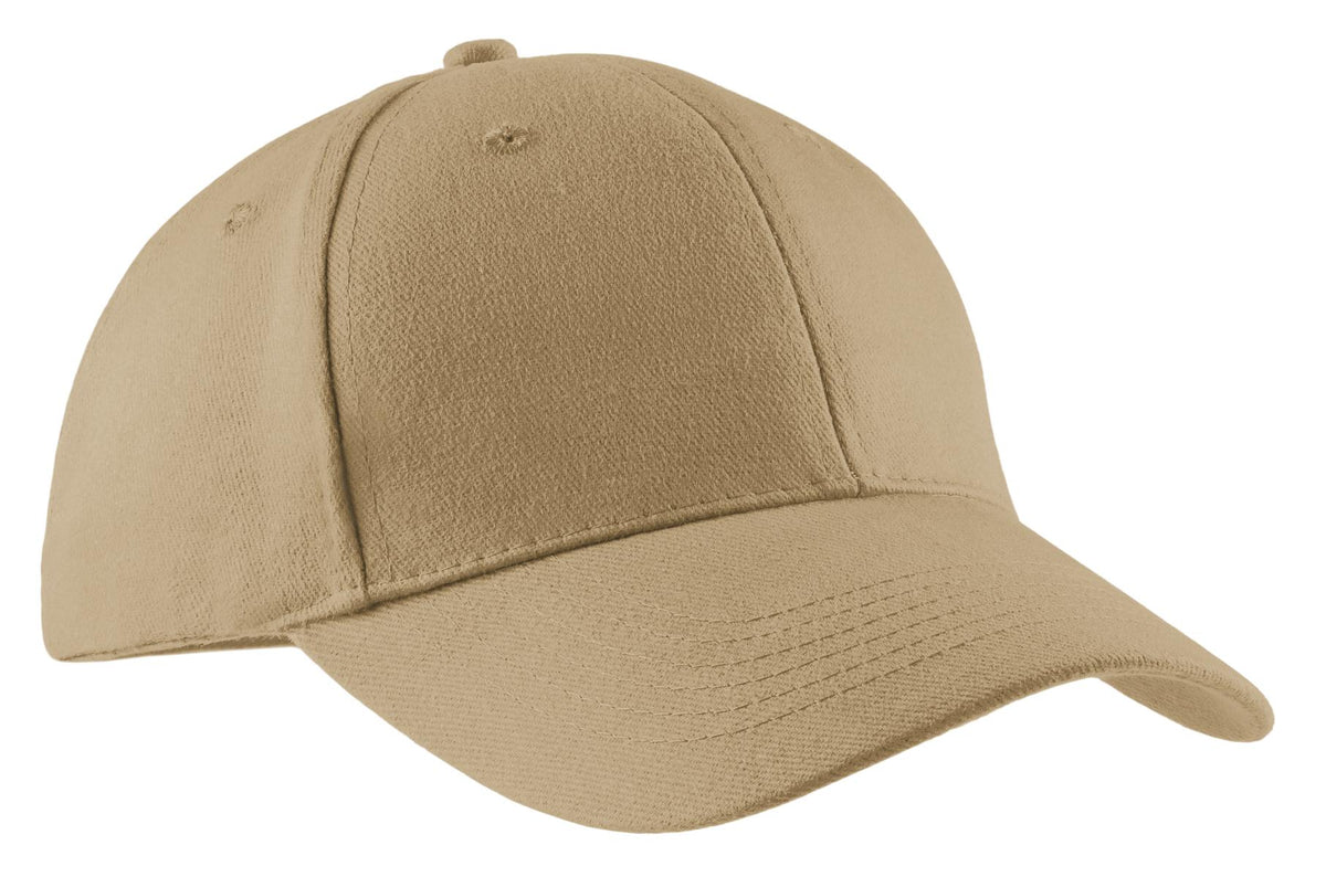 Custom logo Port Authority® Brushed Twill Cap.  CP82 in Khaki