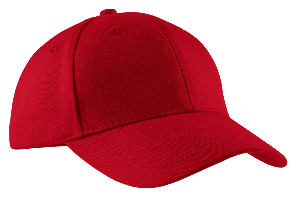 Custom logo Port Authority® Brushed Twill Cap.  CP82 in Red