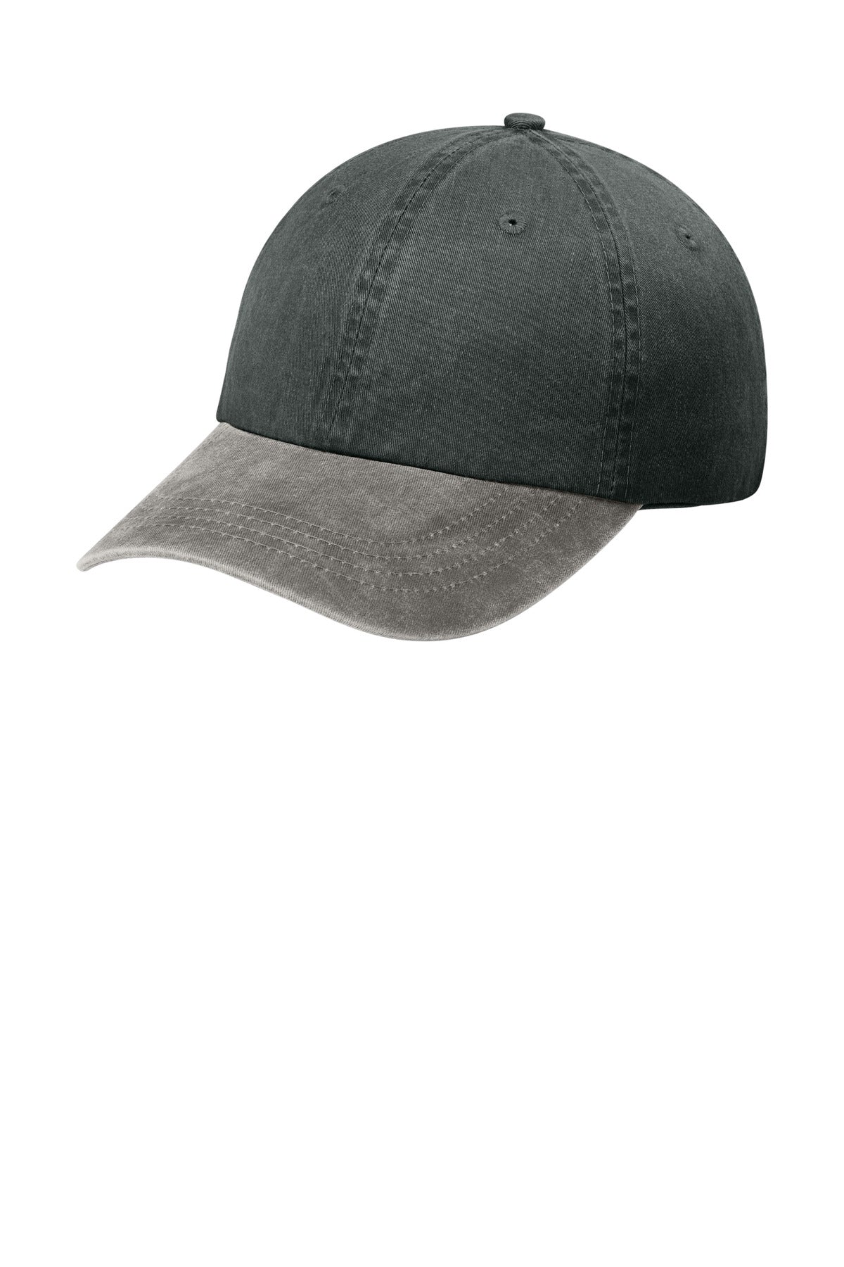 Custom logo Port Authority® Two-Tone Pigment-Dyed Cap.  CP83 in Black/ Pebble