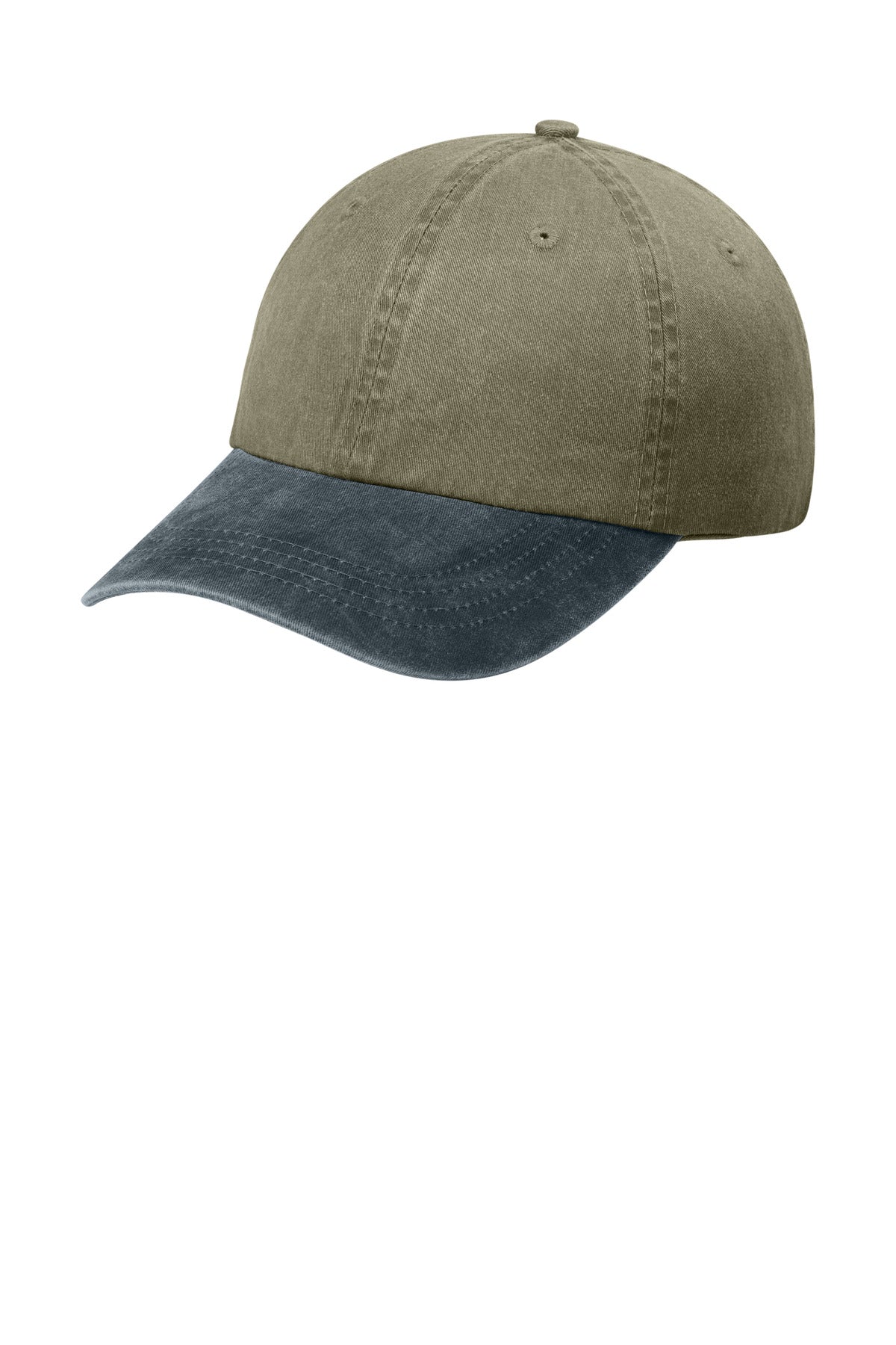 Custom logo Port Authority® Two-Tone Pigment-Dyed Cap.  CP83 in Khaki/ Graphite