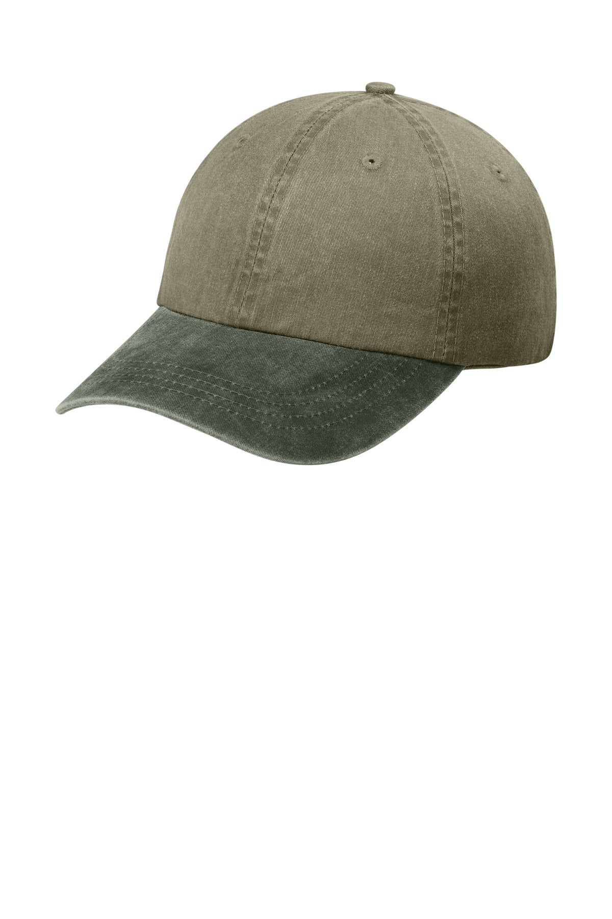 Custom logo Port Authority® Two-Tone Pigment-Dyed Cap.  CP83 in Khaki/ Hunter