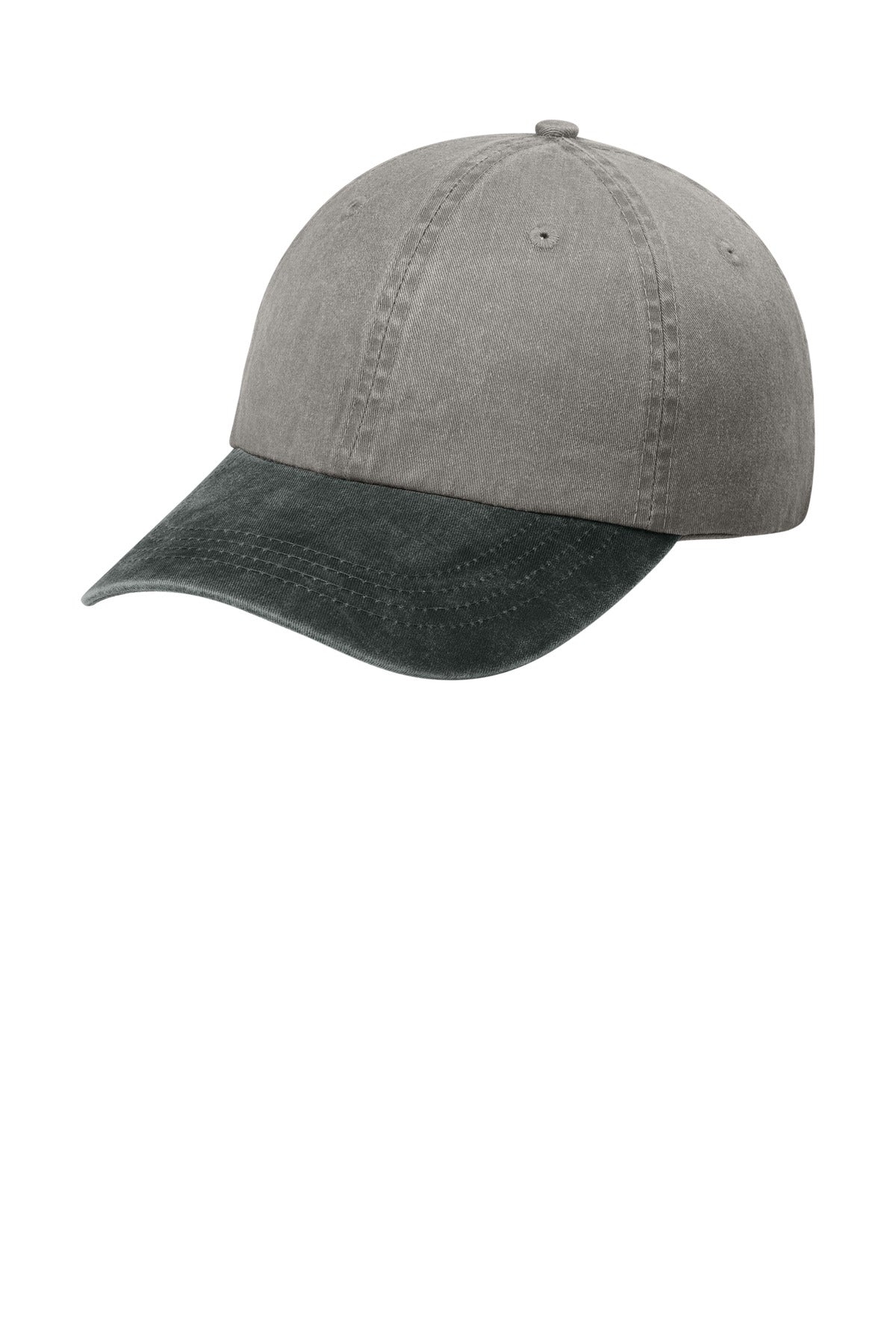 Custom logo Port Authority® Two-Tone Pigment-Dyed Cap.  CP83 in Pebble/ Black