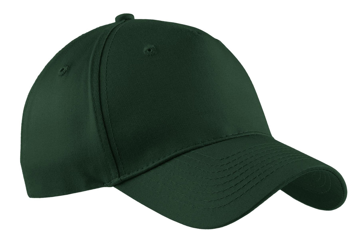Custom logo Port Authority® Five-Panel Twill Cap.  CP86 in Hunter