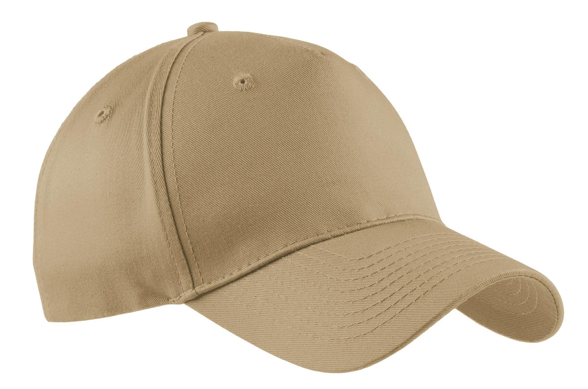 Custom logo Port Authority® Five-Panel Twill Cap.  CP86 in Khaki