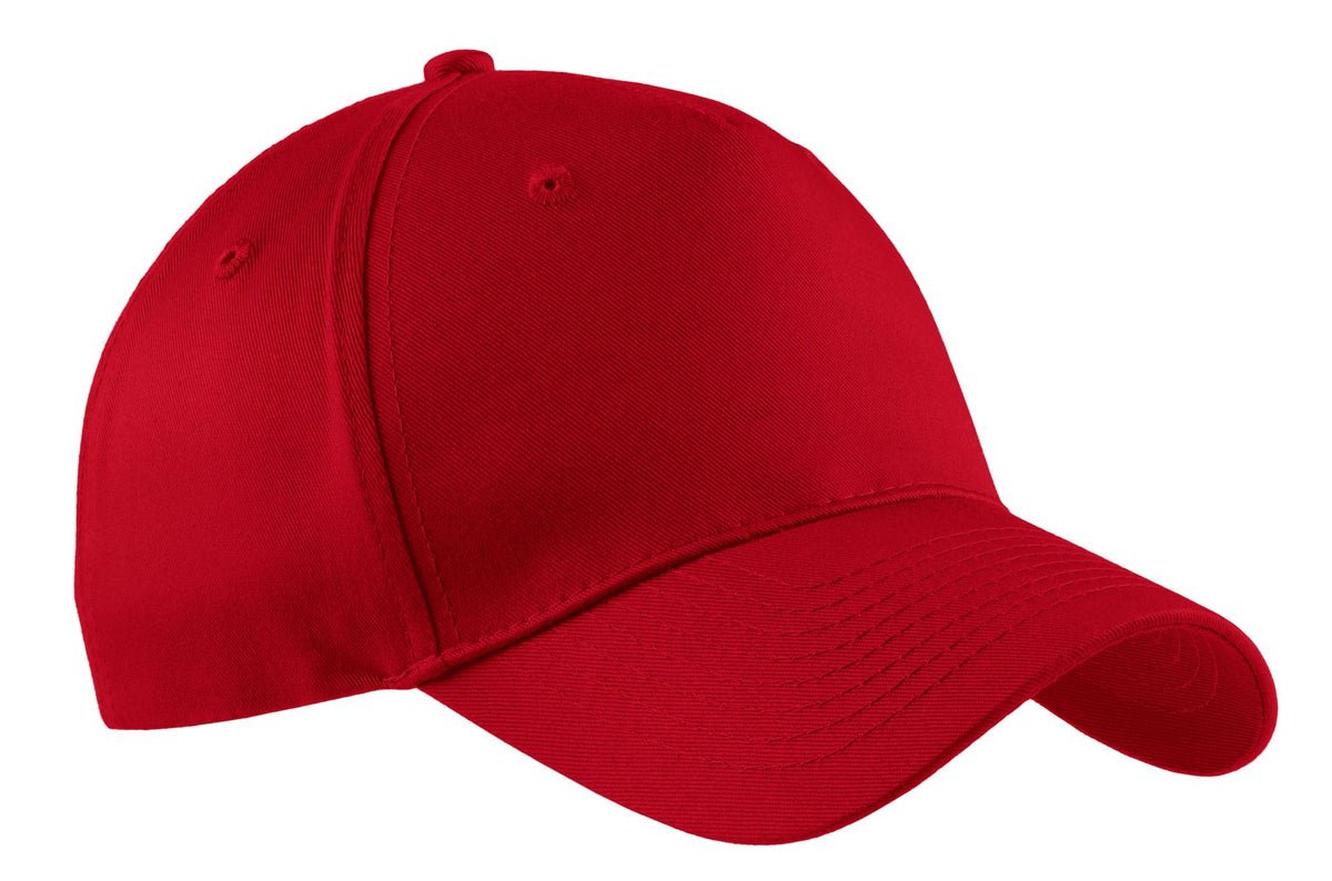 Custom logo Port Authority® Five-Panel Twill Cap.  CP86 in Red