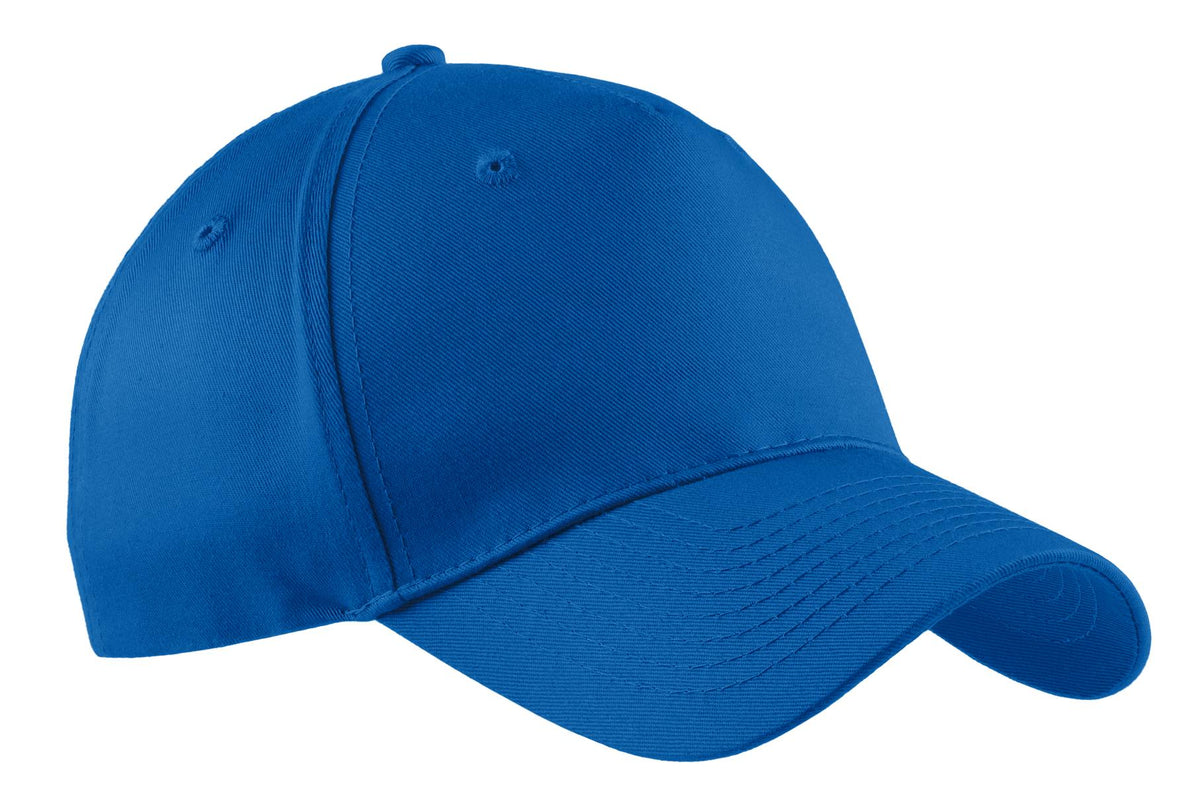 Custom logo Port Authority® Five-Panel Twill Cap.  CP86 in Royal