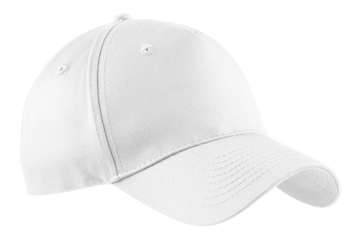 Custom logo Port Authority® Five-Panel Twill Cap.  CP86 in White