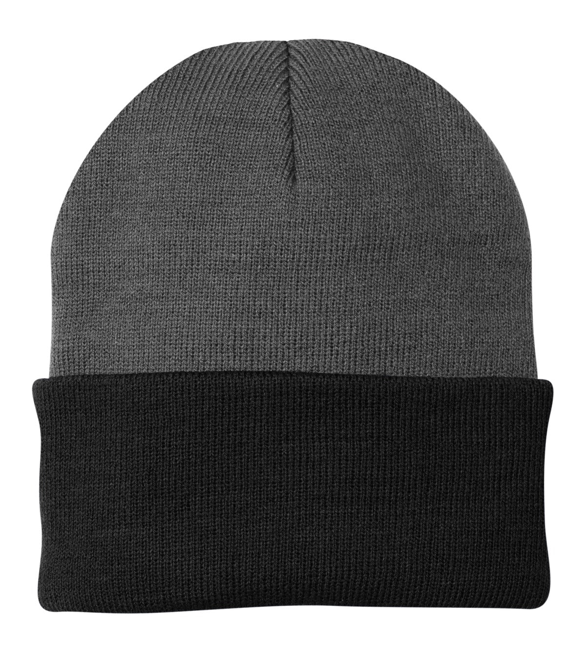 Custom logo Port Authority® Knit Cap.  CP90 in Athletic Oxford/ Black