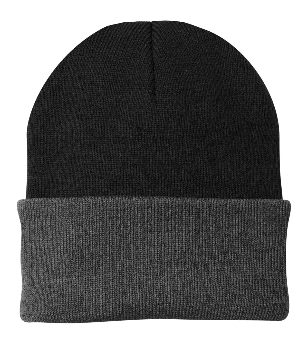 Custom logo Port Authority® Knit Cap.  CP90 in Black/ Athletic Oxford