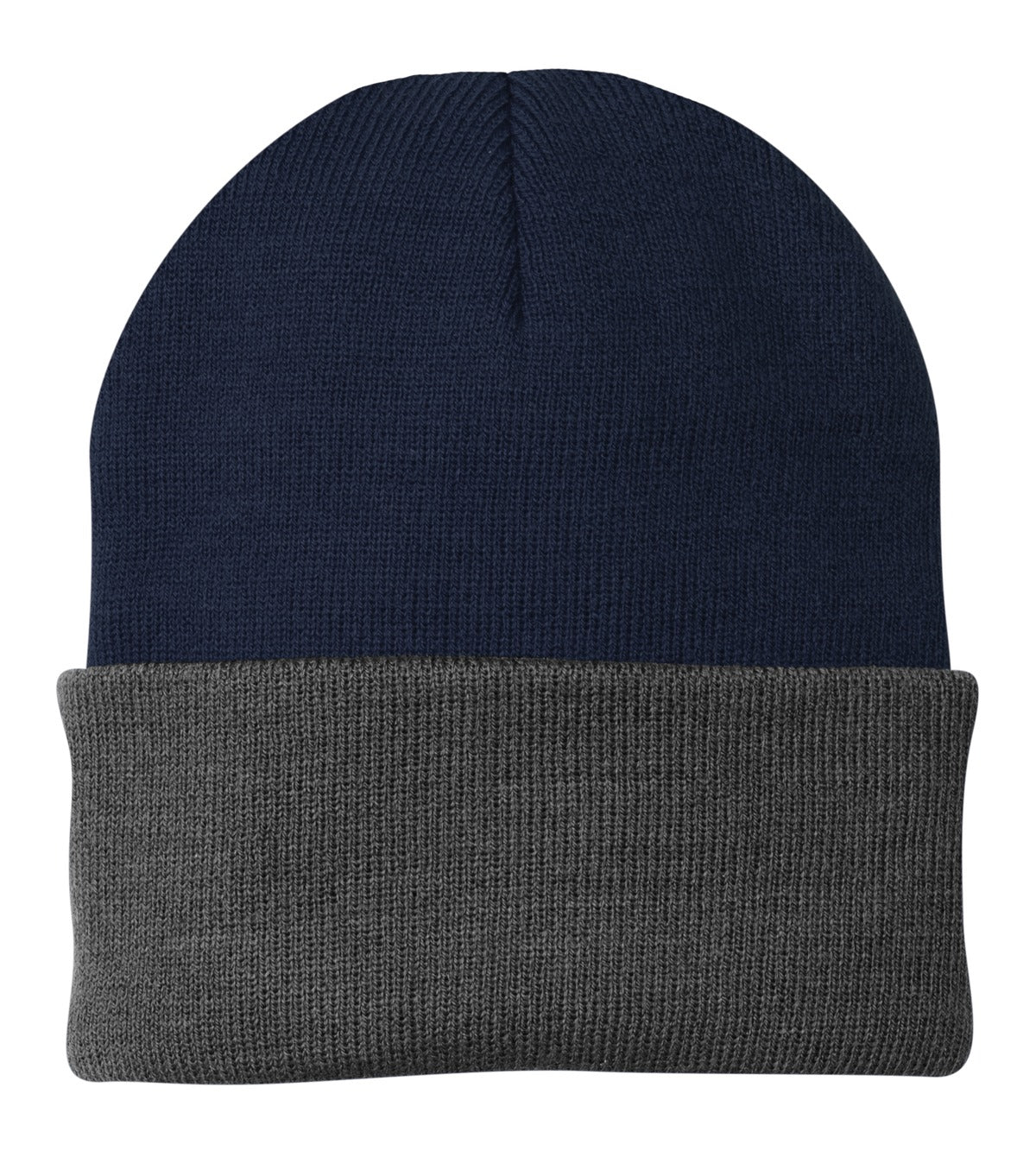 Custom logo Port Authority® Knit Cap.  CP90 in Navy/ Athletic Oxford