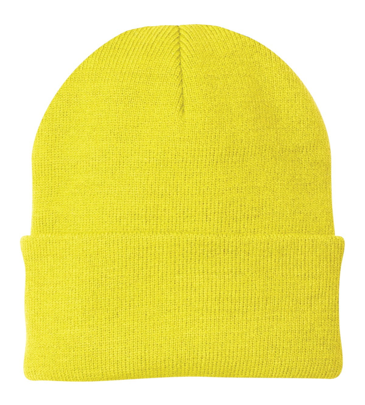 Custom logo Port Authority® Knit Cap.  CP90 in Neon Yellow