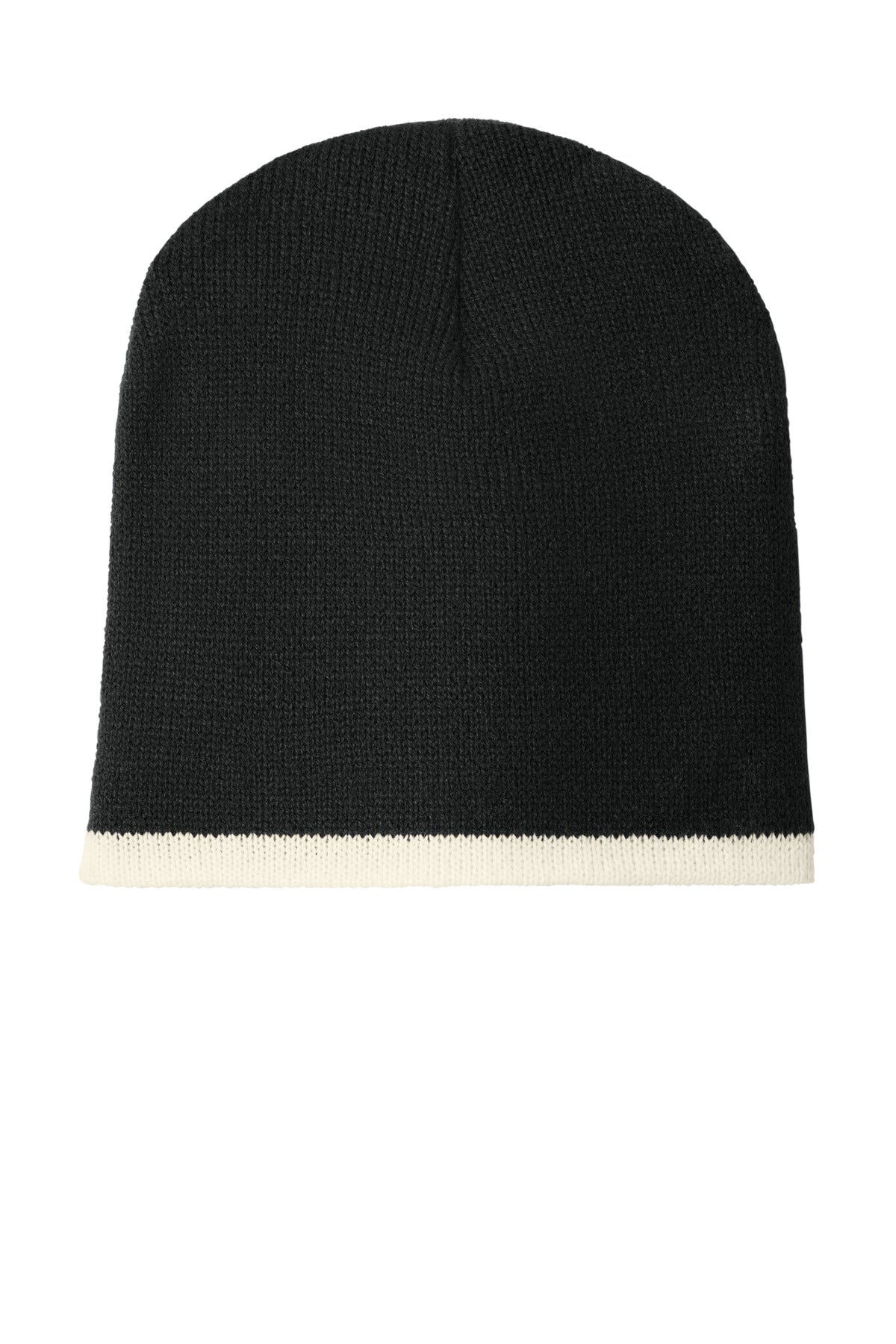 Custom logo Port Authority® Beanie Cap.  CP91 in Black/ Natural