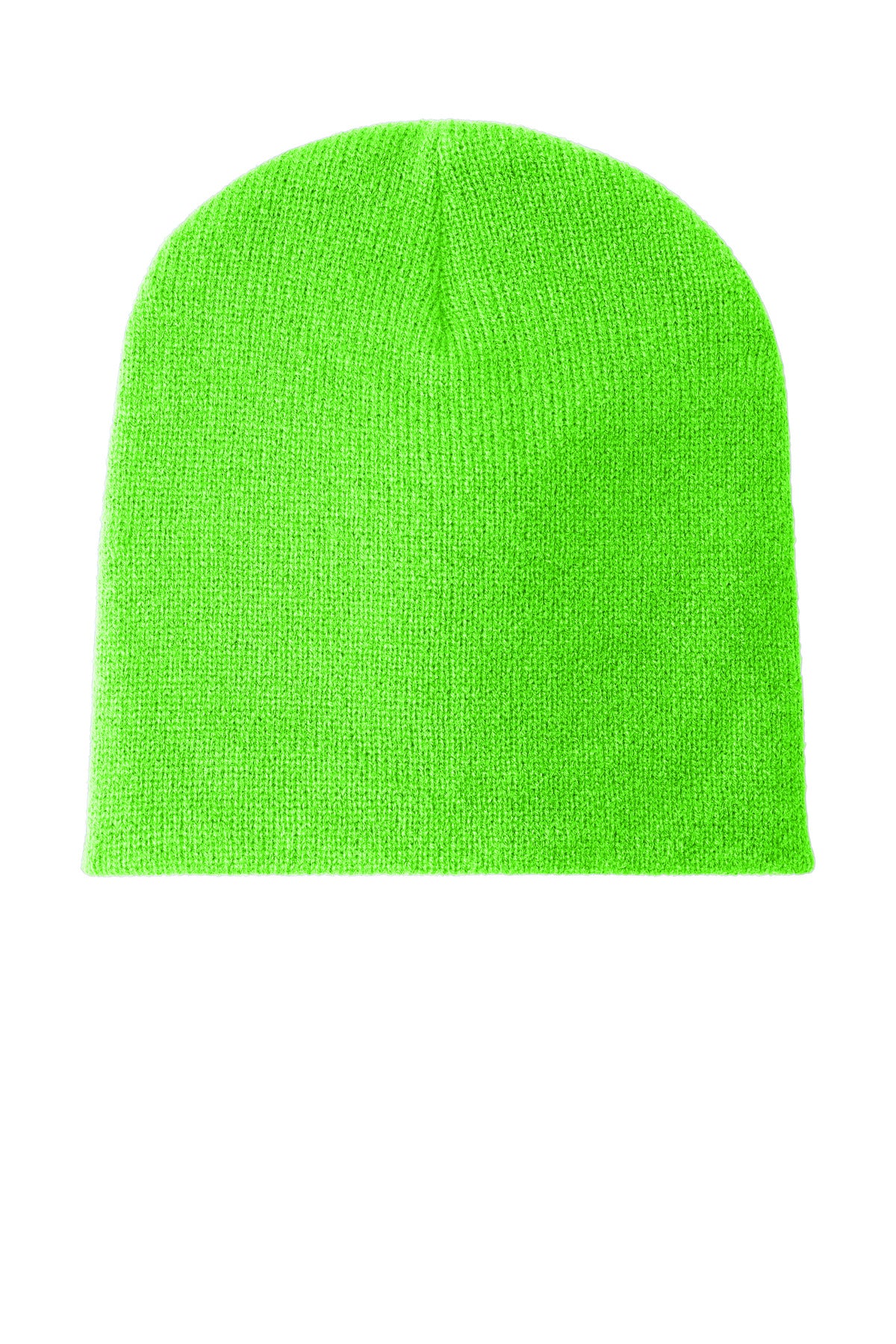 Custom logo Port Authority® Beanie Cap.  CP91 in Neon Green