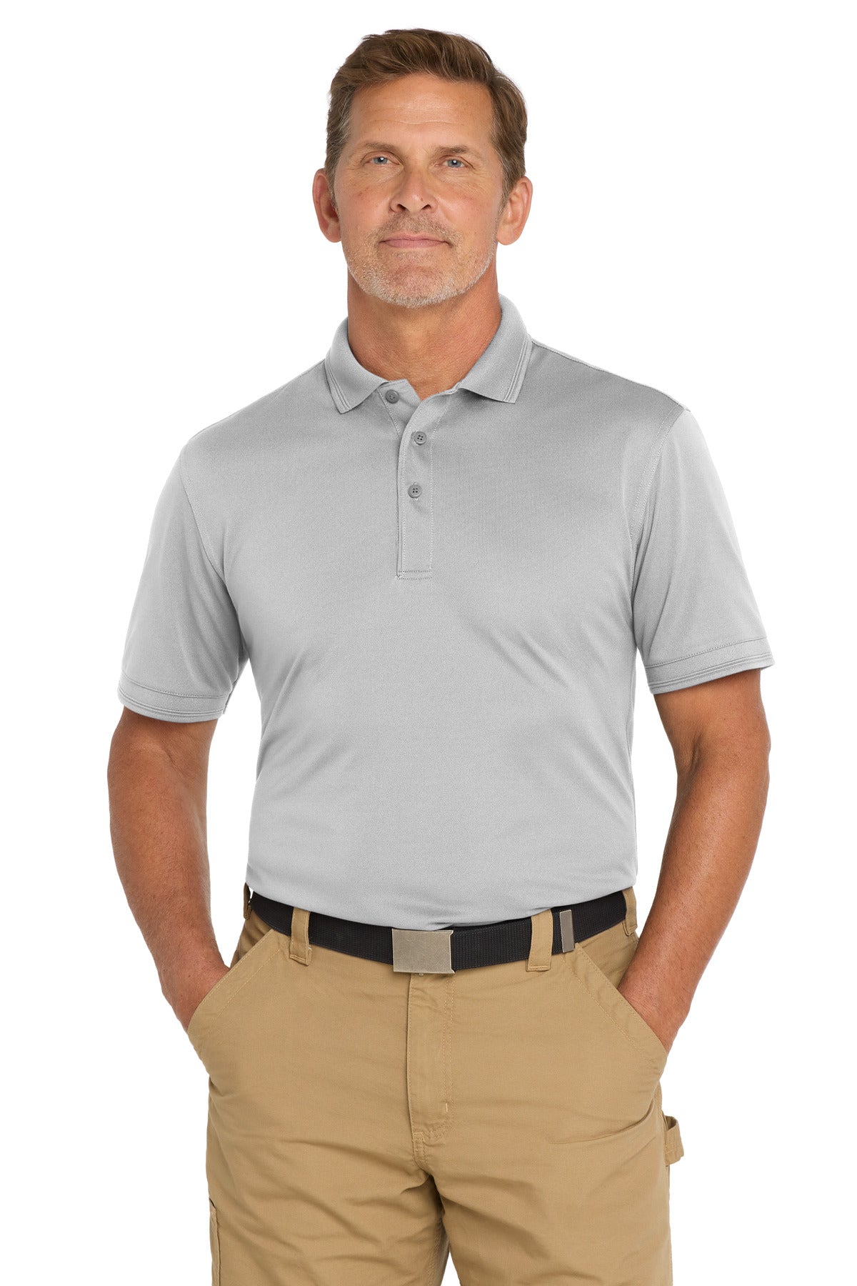 Custom logo CornerStone ® Industrial Snag-Proof Pique Polo. CS4020 in Light Grey
