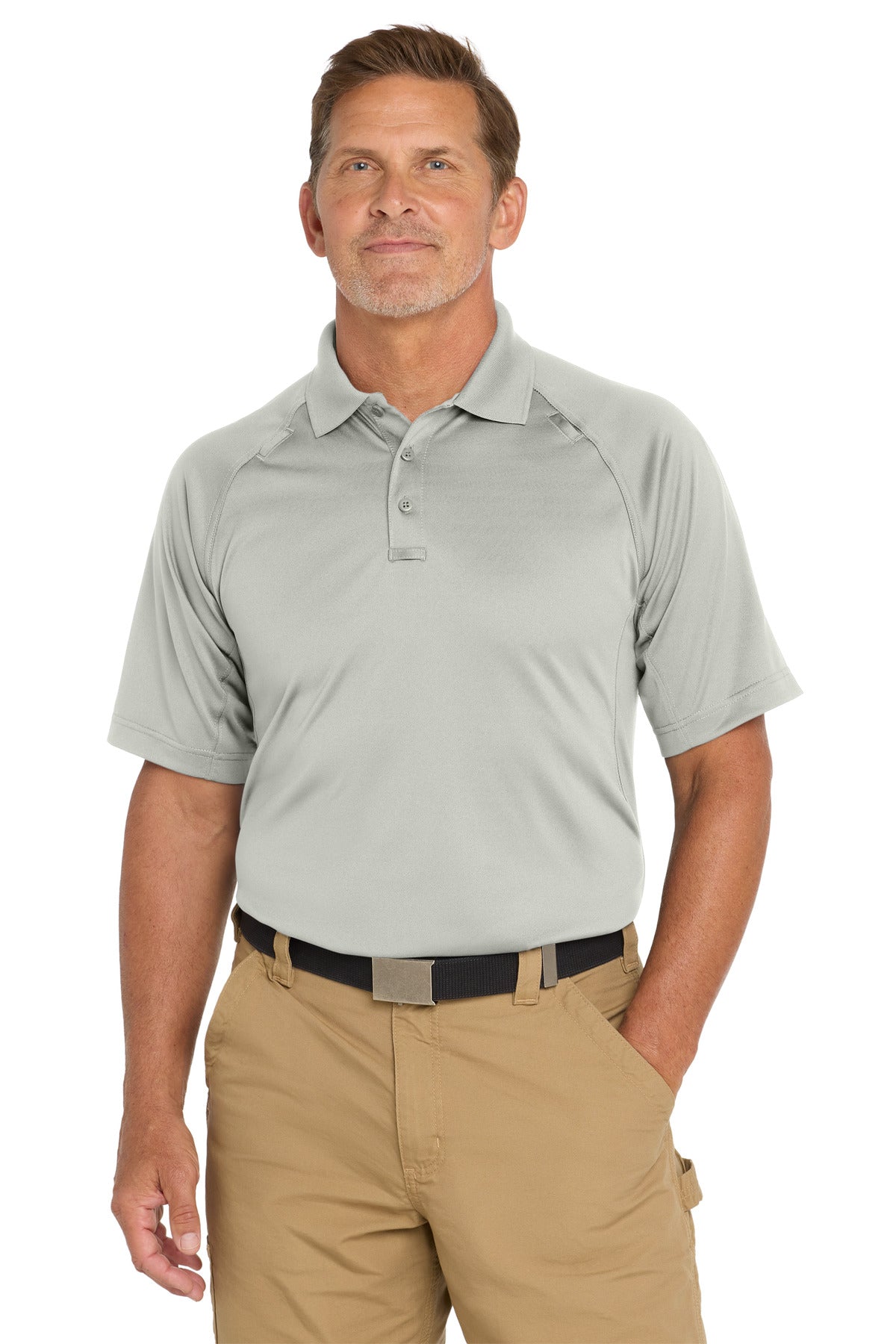 Custom logo CornerStone® - Select Snag-Proof Tactical Polo. CS410 in Light Grey