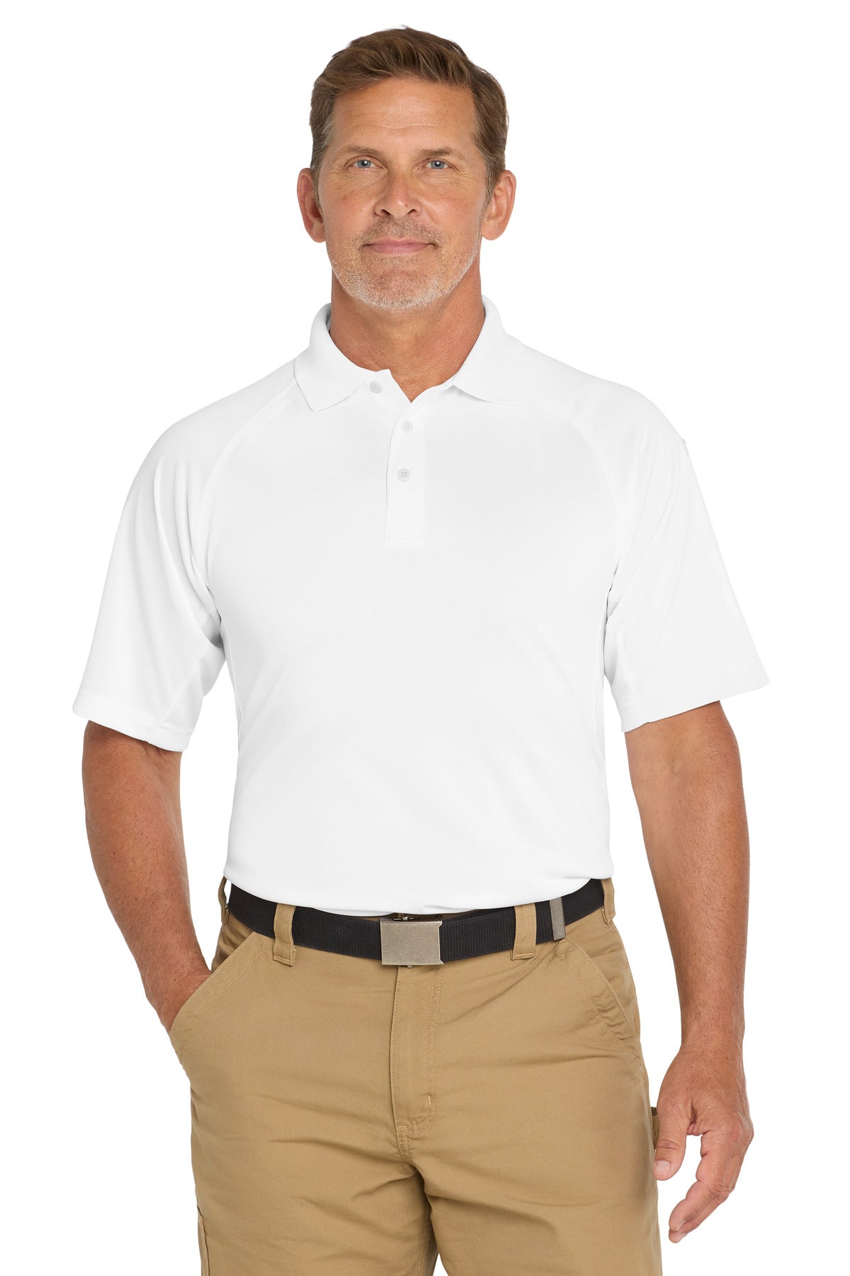 Custom logo CornerStone® - Select Snag-Proof Tactical Polo. CS410 in White