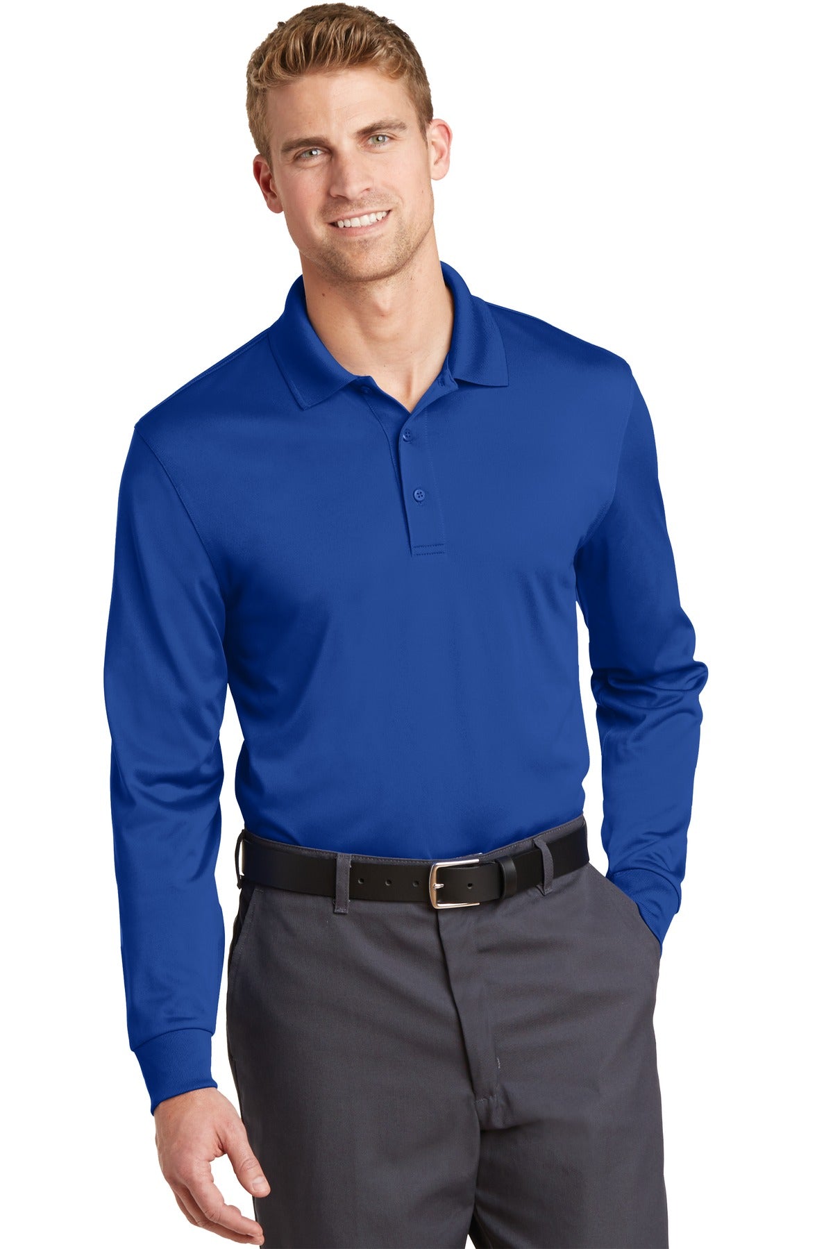 Custom logo CornerStone® Select Snag-Proof Long Sleeve Polo. CS412LS in Royal