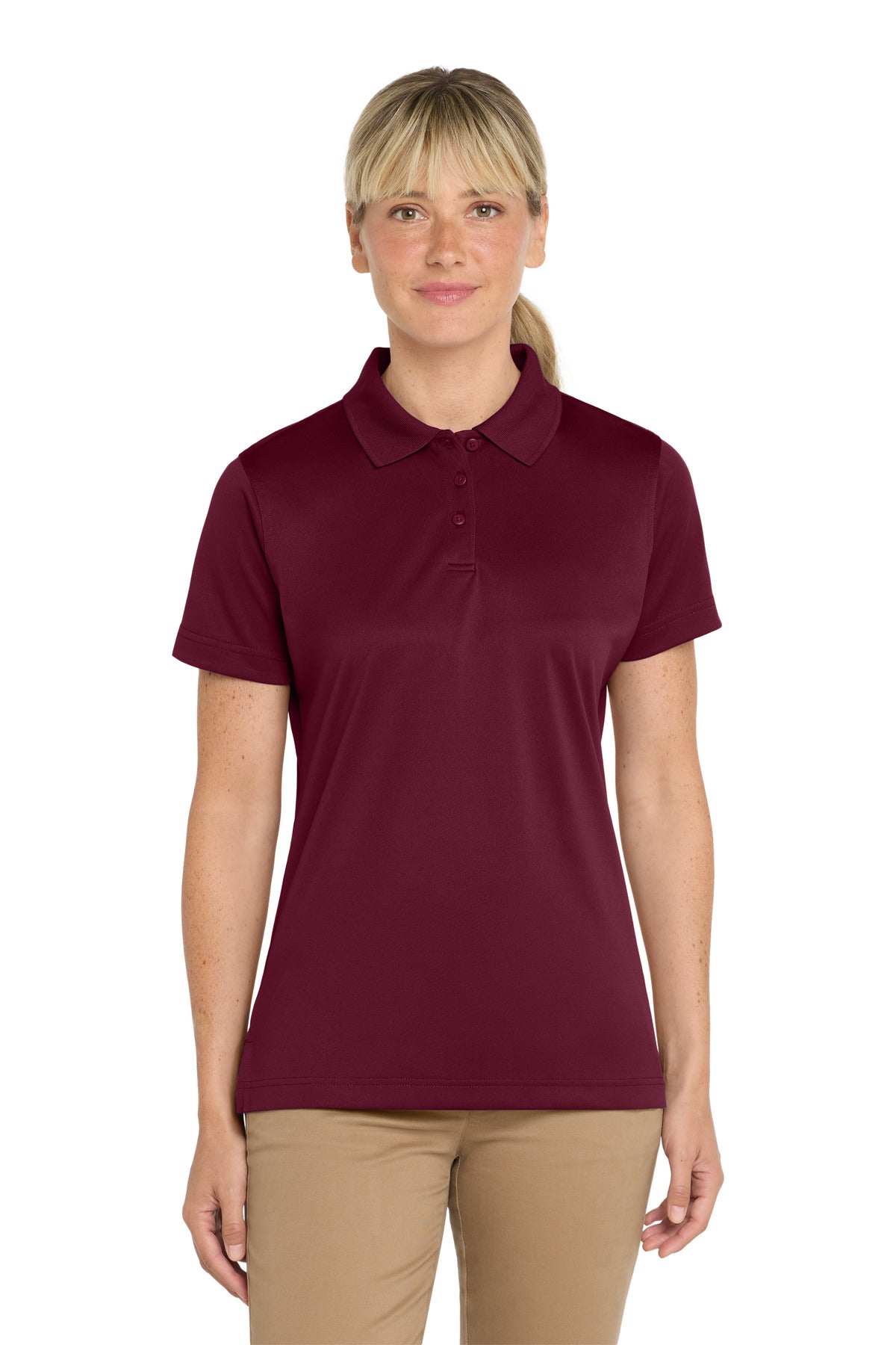 Custom logo CornerStone® Women's Select Snag-Proof Polo. CS413 in Maroon