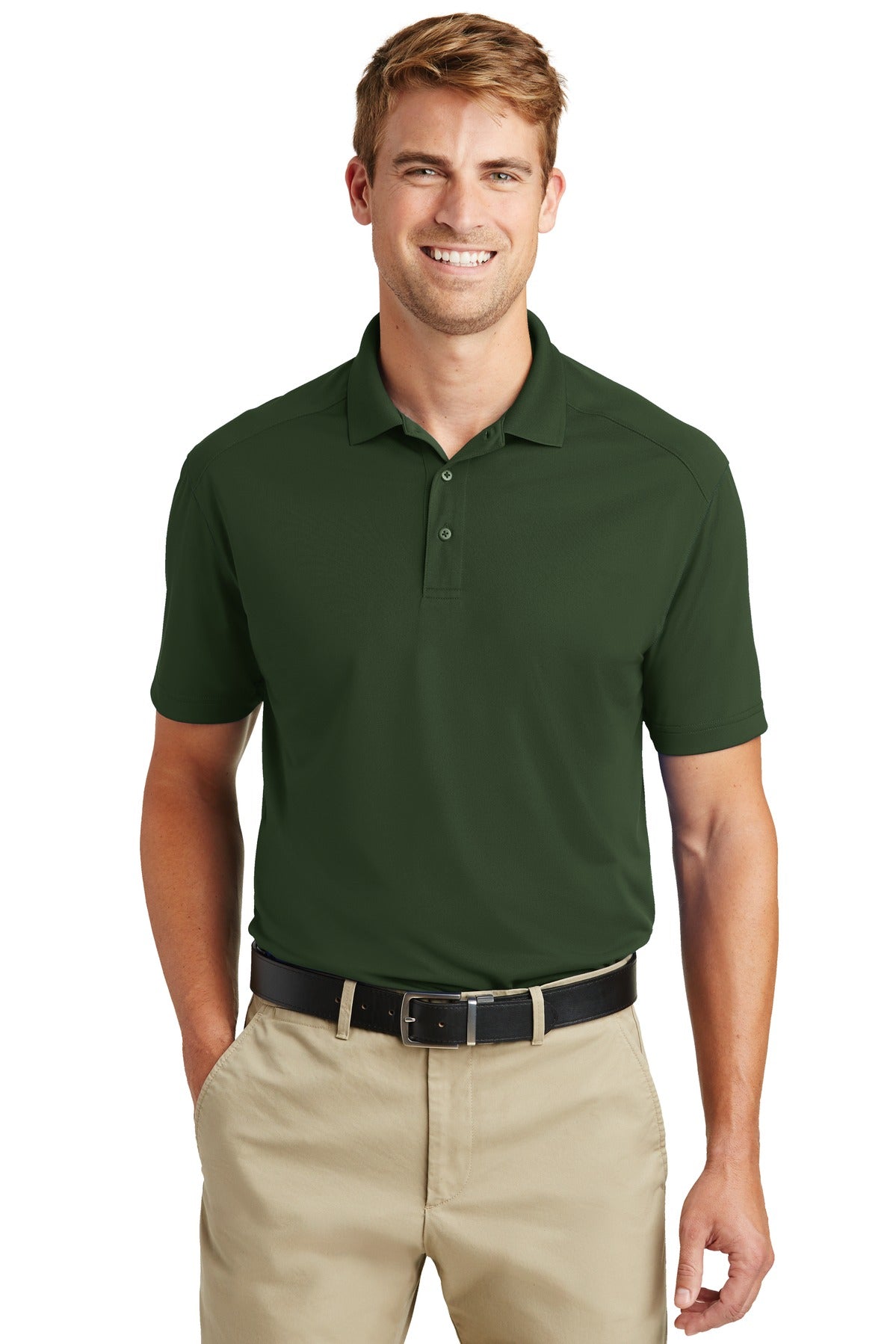 Custom logo CornerStone® Select Lightweight Snag-Proof Polo. CS418 in Dark Green