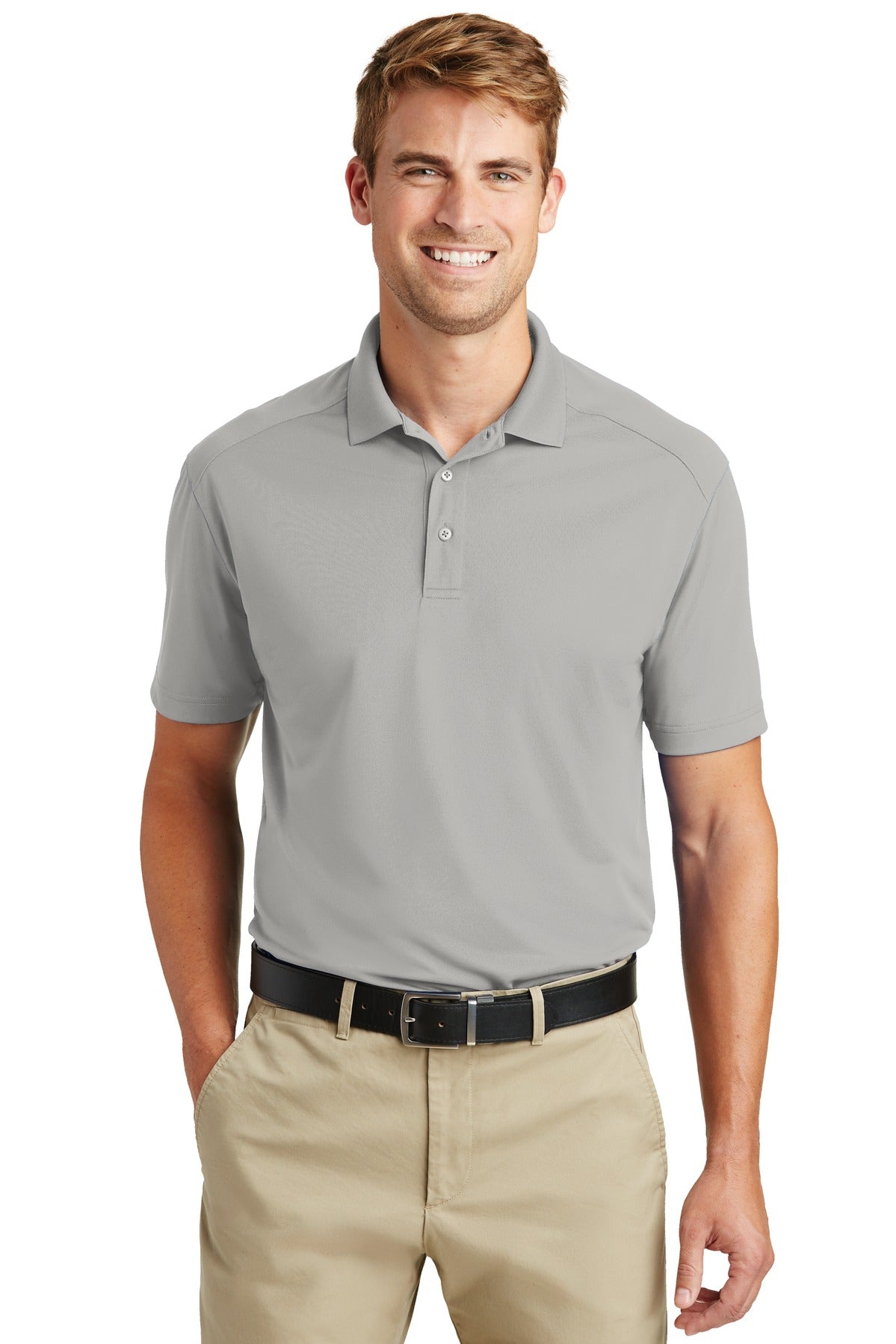 Custom logo CornerStone® Select Lightweight Snag-Proof Polo. CS418 in Light Grey