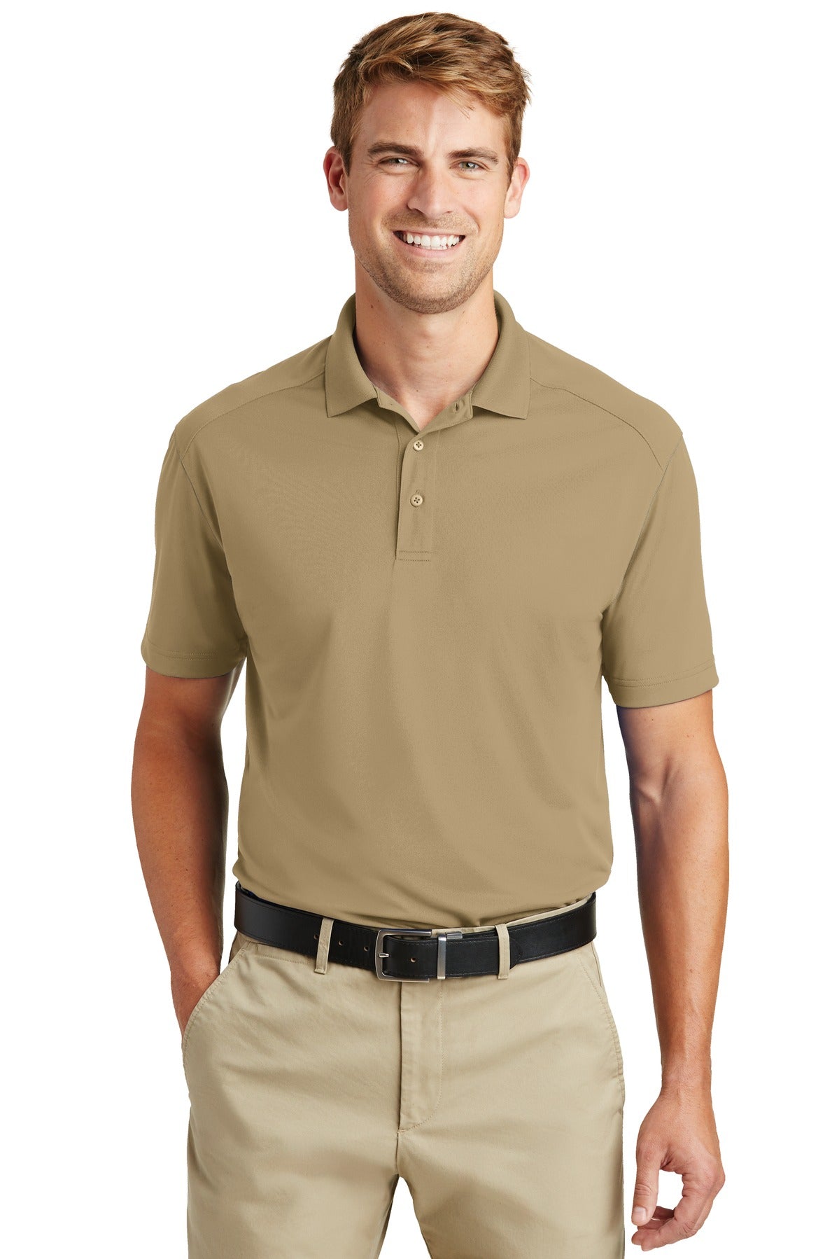 Custom logo CornerStone® Select Lightweight Snag-Proof Polo. CS418 in Tan