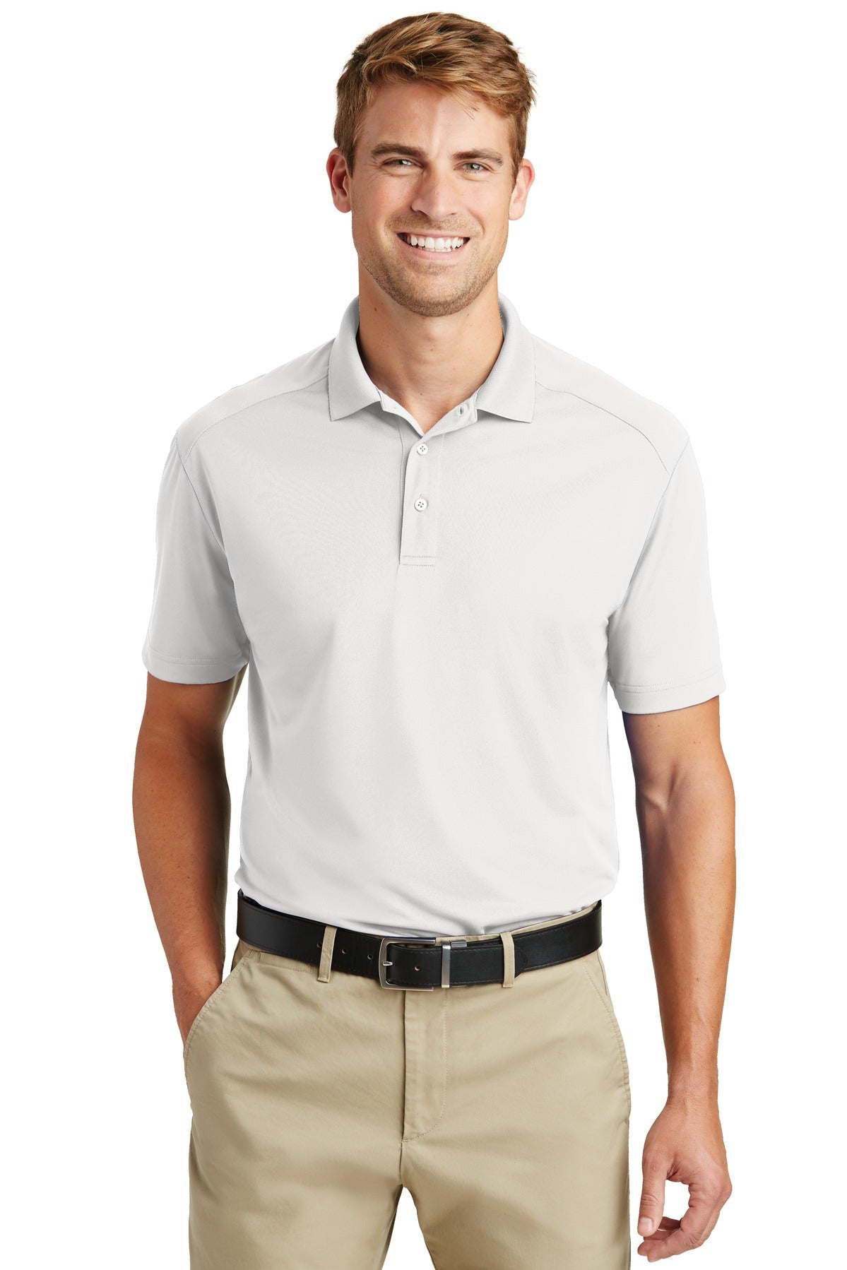 Custom logo CornerStone® Select Lightweight Snag-Proof Polo. CS418 in White