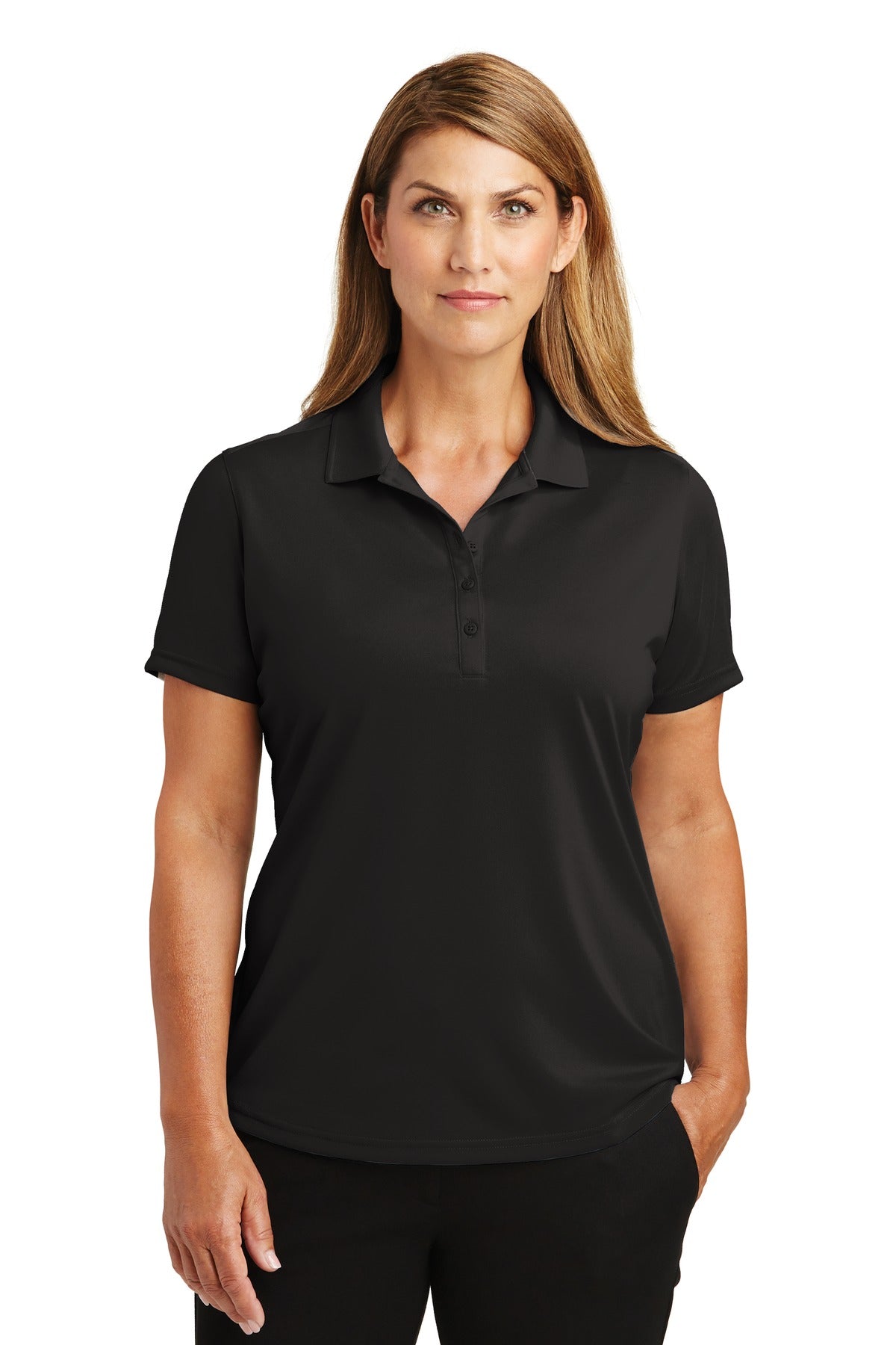 Custom logo CornerStone® Women's Select Lightweight Snag-Proof Polo. CS419 in Black
