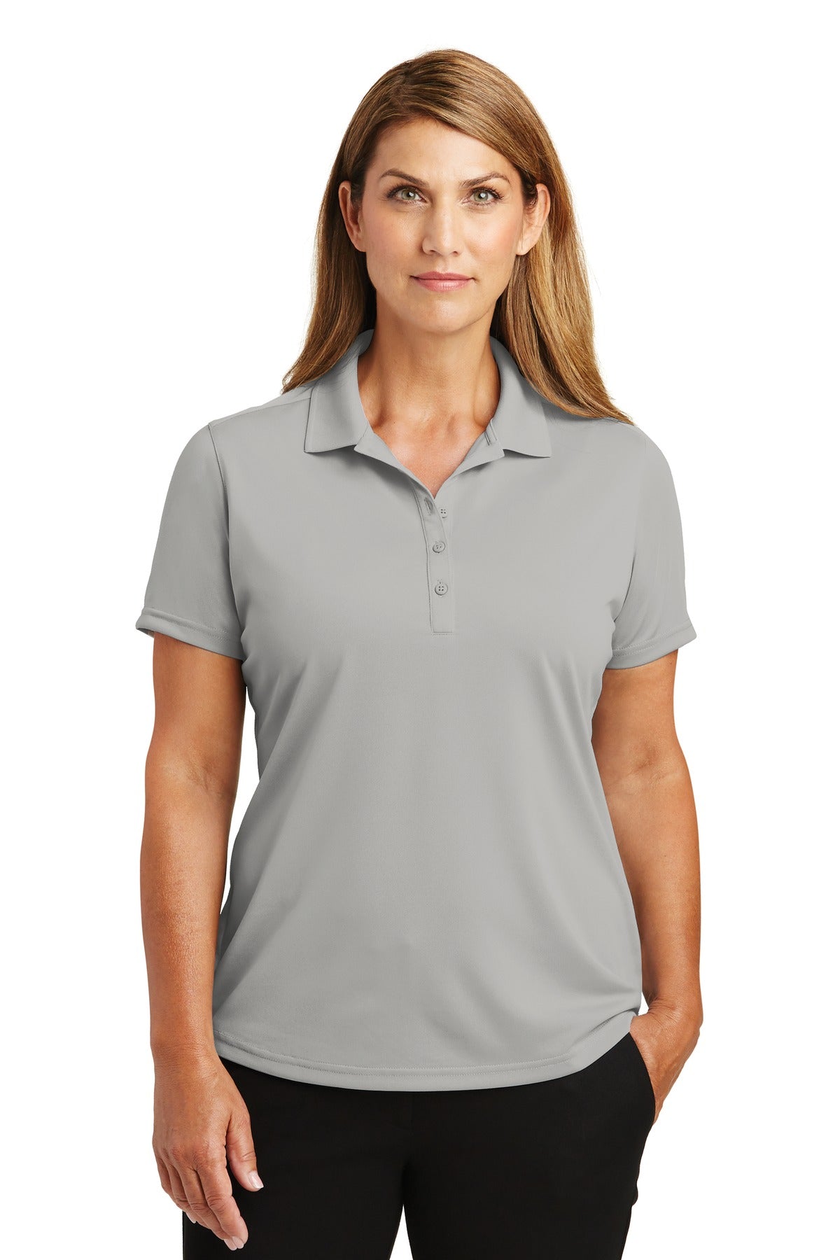 Custom logo CornerStone® Women's Select Lightweight Snag-Proof Polo. CS419 in Light Grey
