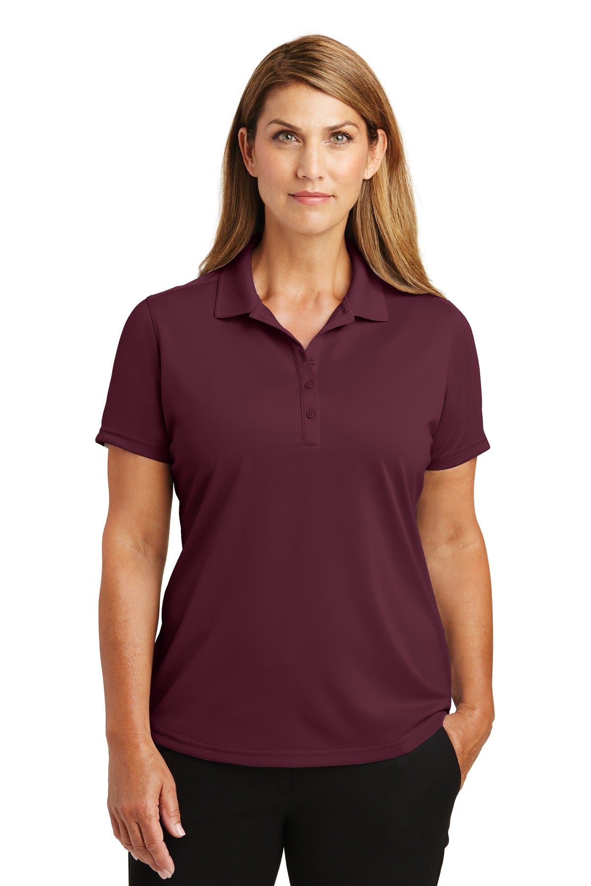 Custom logo CornerStone® Women's Select Lightweight Snag-Proof Polo. CS419 in Maroon