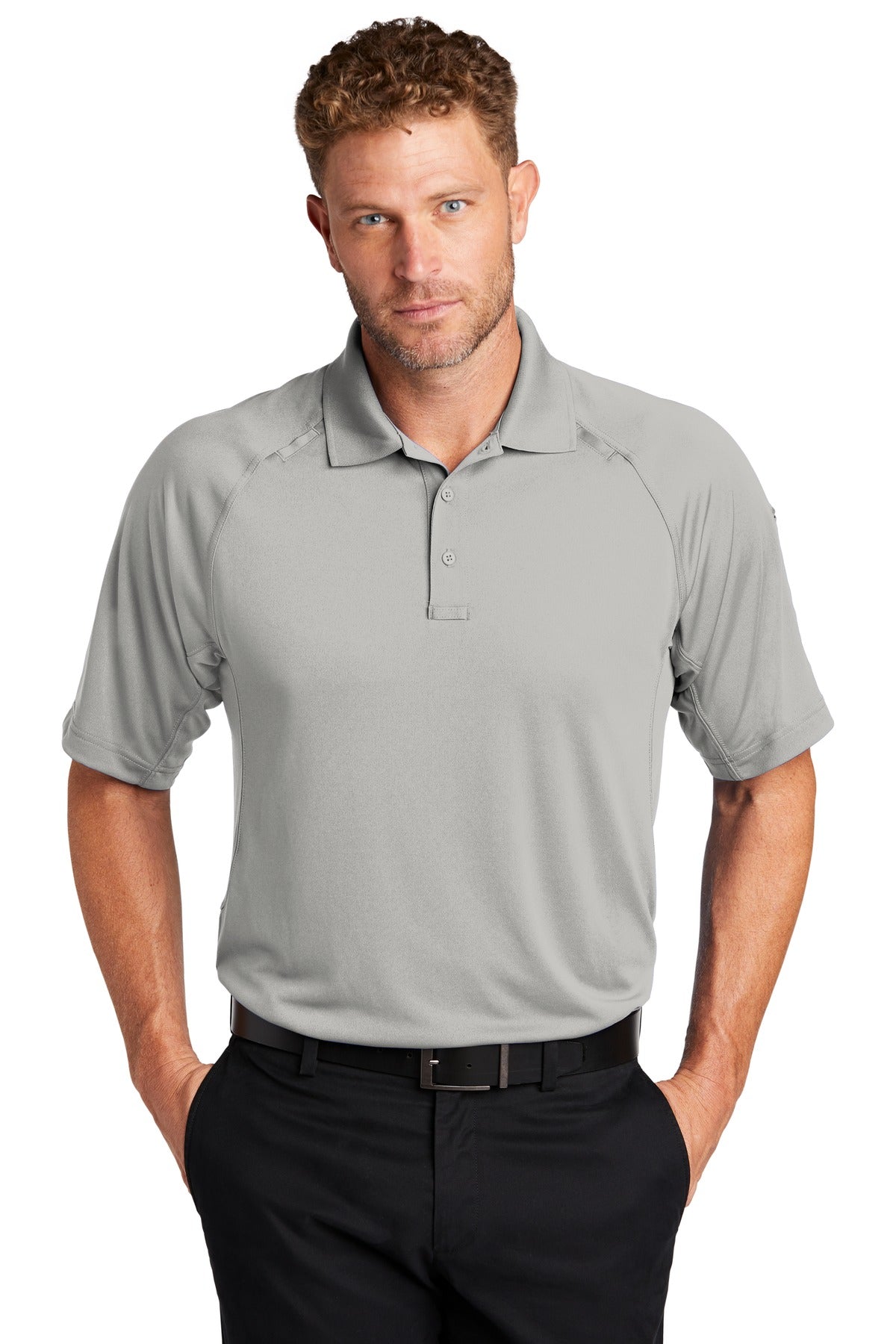 Custom logo CornerStone ® Select Lightweight Snag-Proof Tactical Polo. CS420 in Light Grey