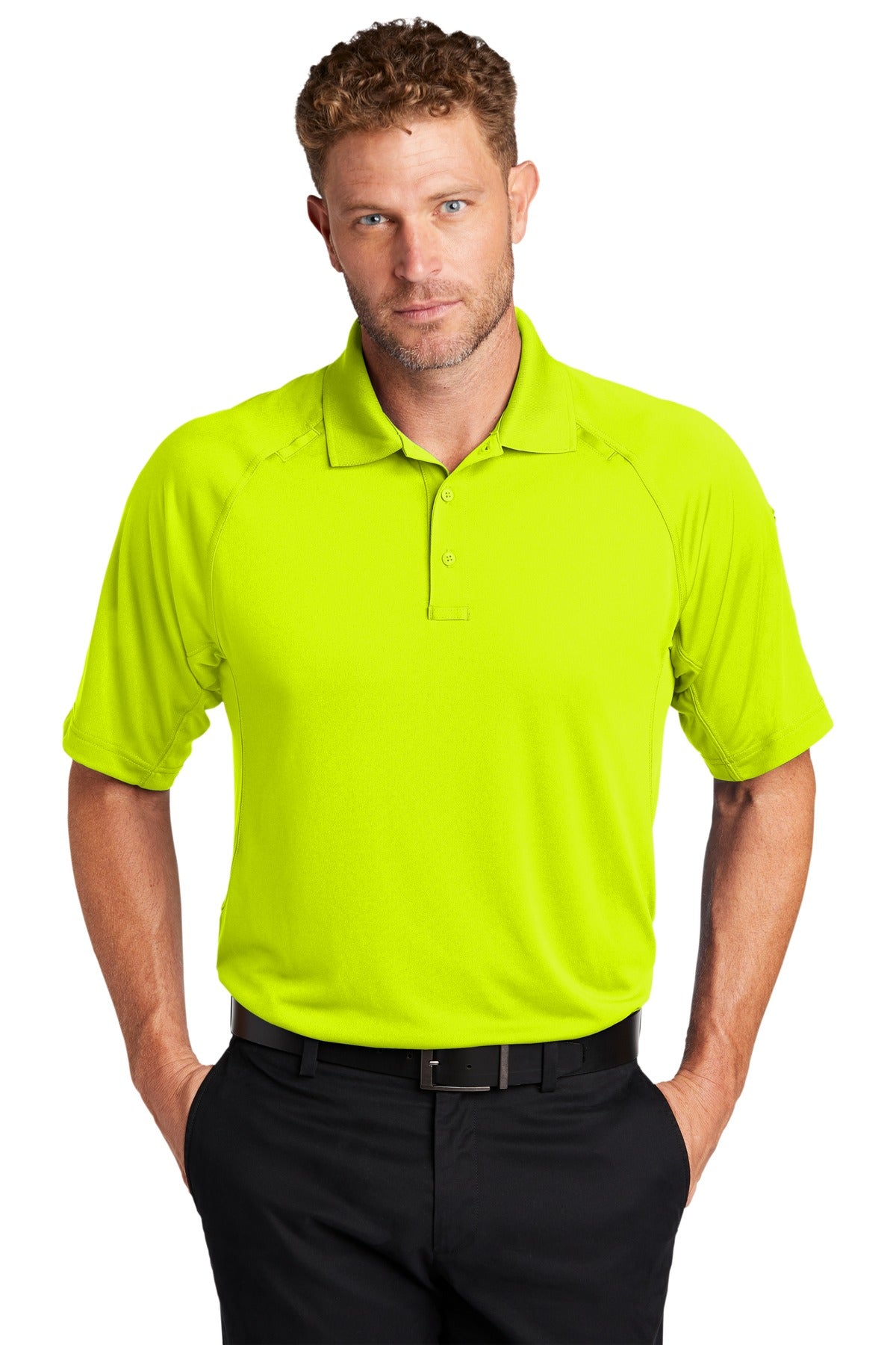 Custom logo CornerStone ® Select Lightweight Snag-Proof Tactical Polo. CS420 in Safety Yellow