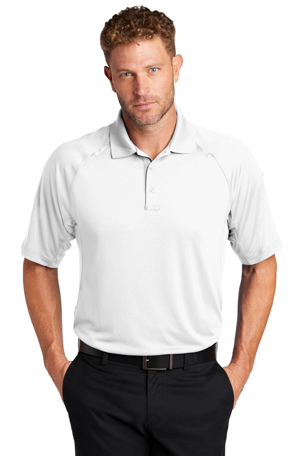 Custom logo CornerStone ® Select Lightweight Snag-Proof Tactical Polo. CS420 in White