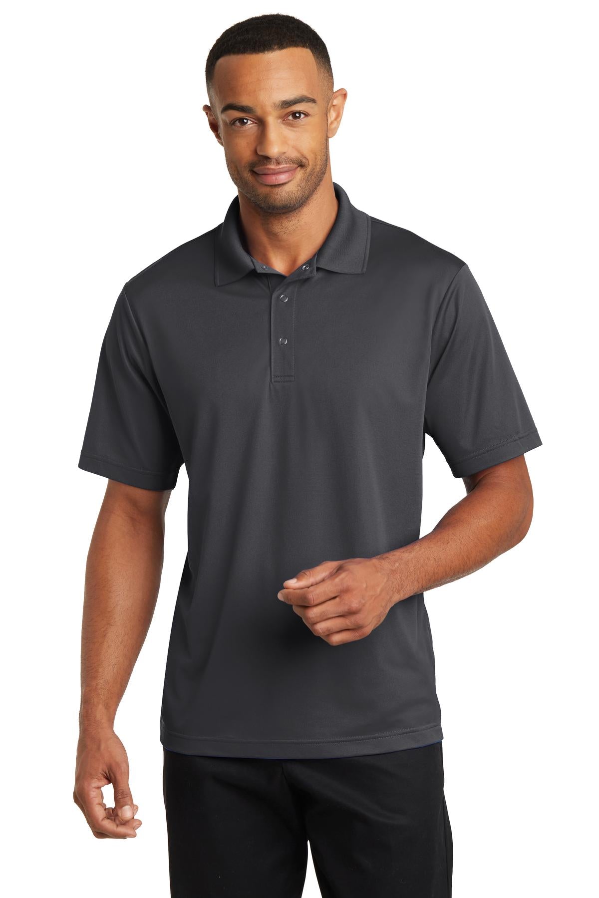 Custom logo CornerStone® Micropique Gripper Polo. CS421 in Iron Grey