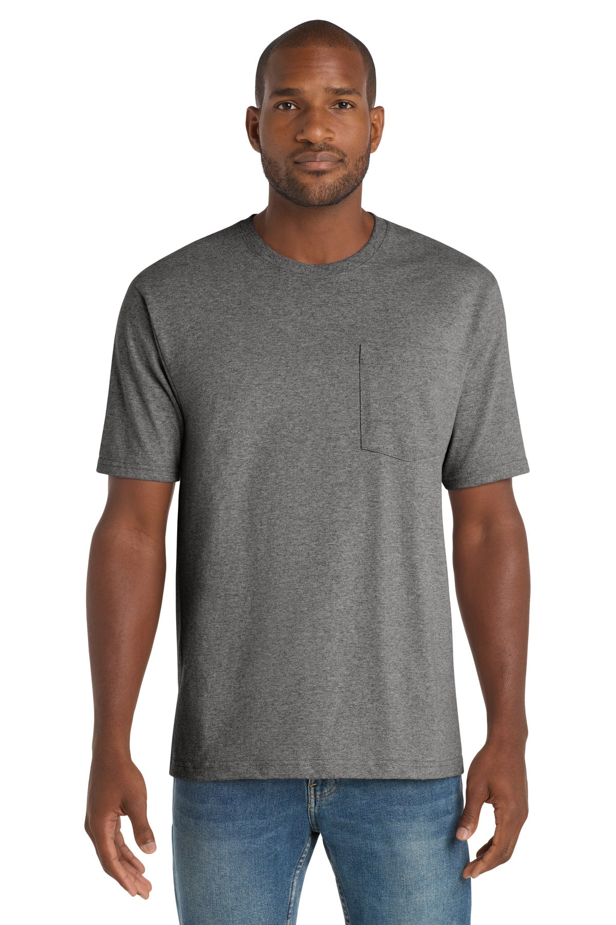 Custom logo CornerStone ® Workwear Pocket Tee CS430 in Heathered Charcoal