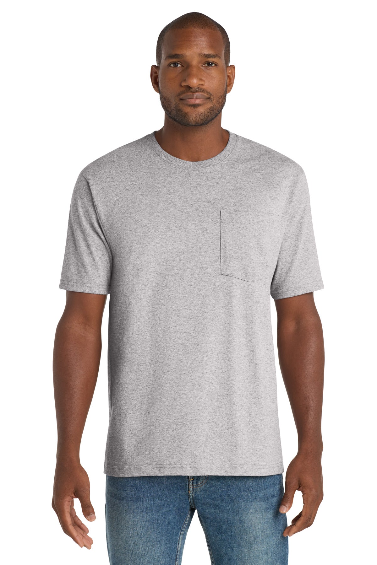 Custom logo CornerStone ® Workwear Pocket Tee CS430 in Heather Grey
