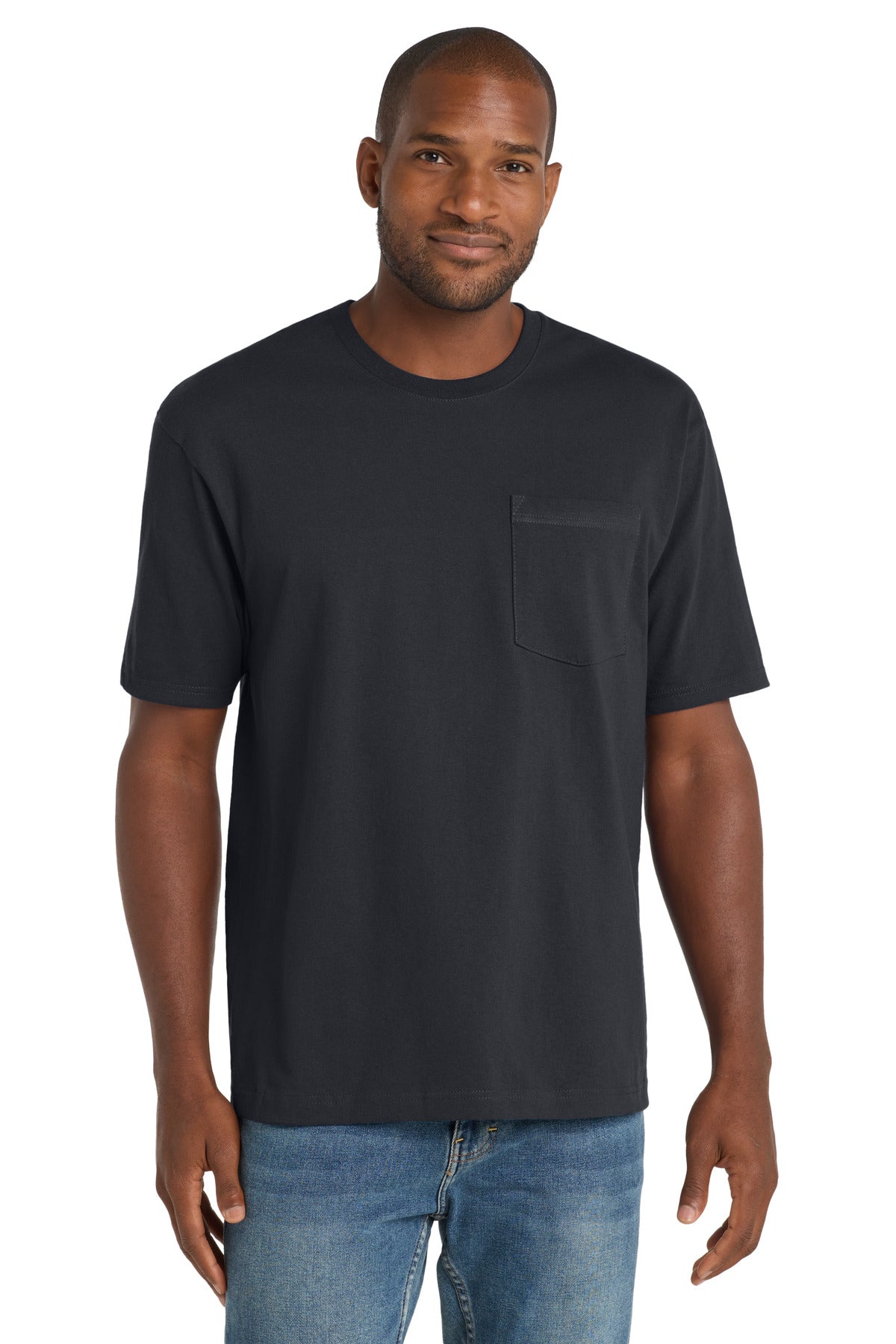 Custom logo CornerStone ® Workwear Pocket Tee CS430 in Navy Blue