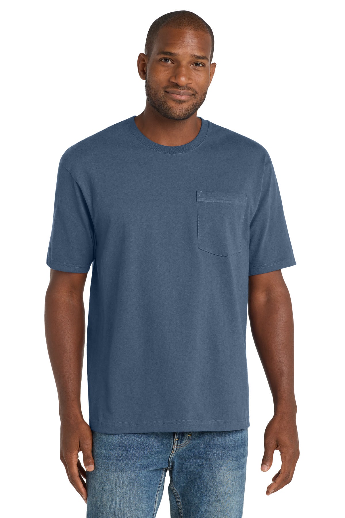 Custom logo CornerStone ® Workwear Pocket Tee CS430 in Regatta Blue