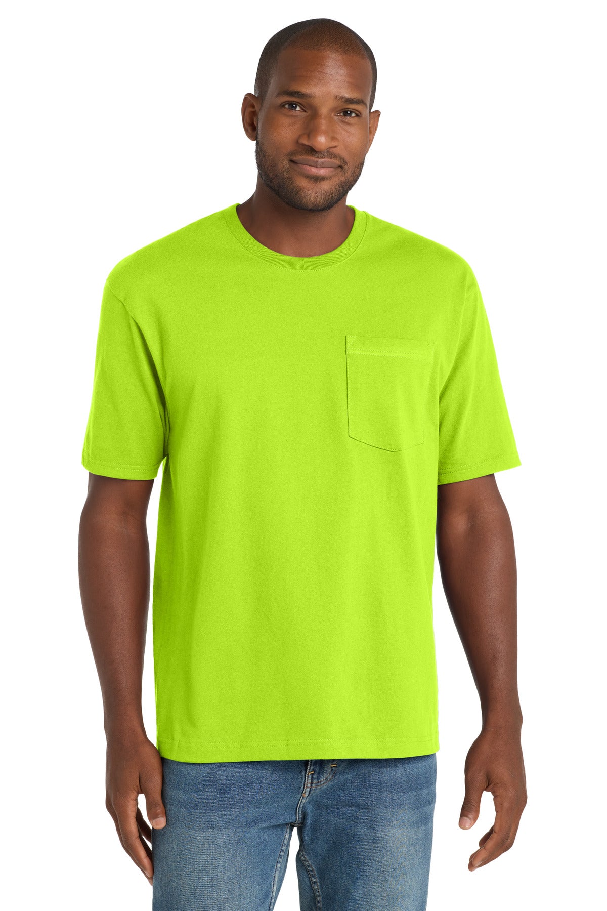 Custom logo CornerStone ® Workwear Pocket Tee CS430 in Safety Green