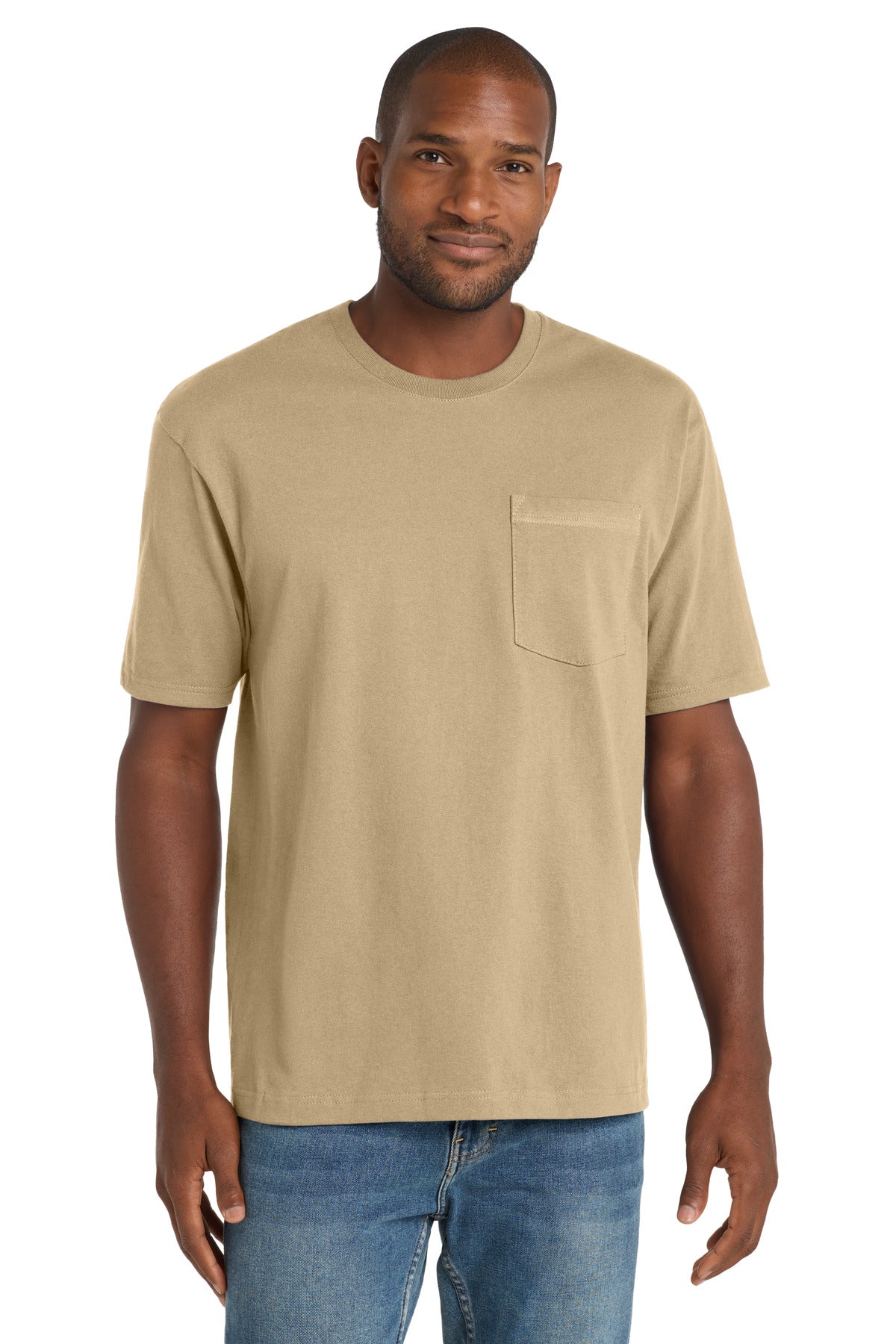 Custom logo CornerStone ® Workwear Pocket Tee CS430 in Tan